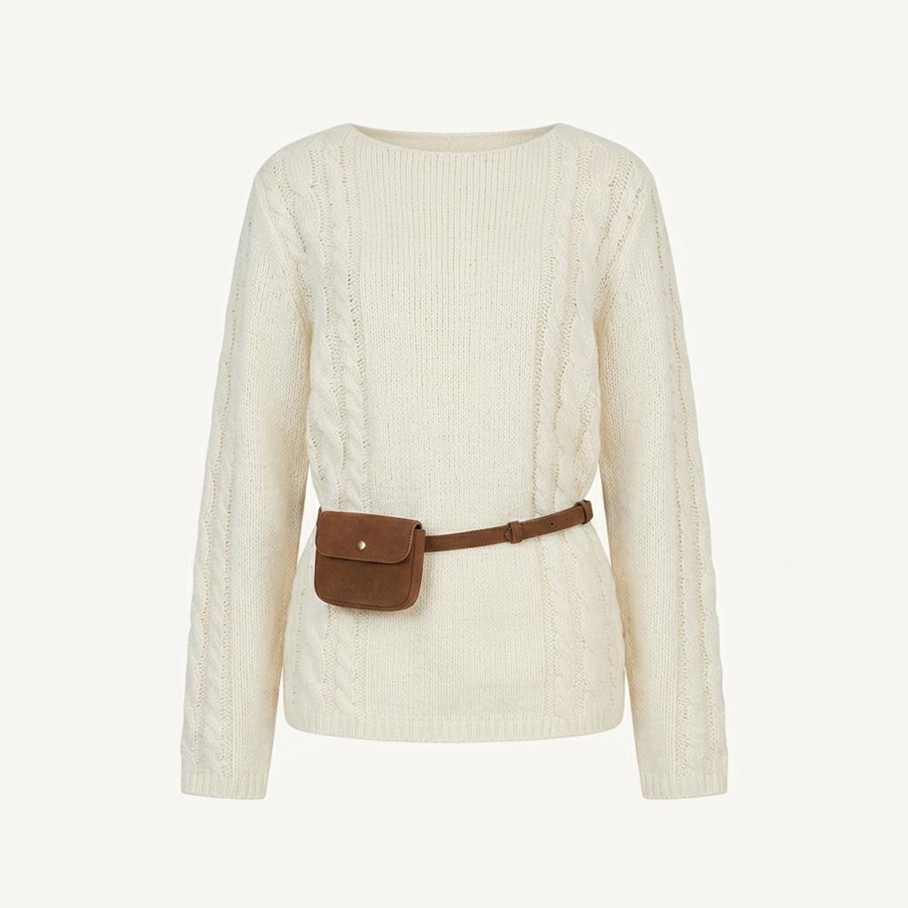 Some Cable Long Sleeve Knit - Ivory 1