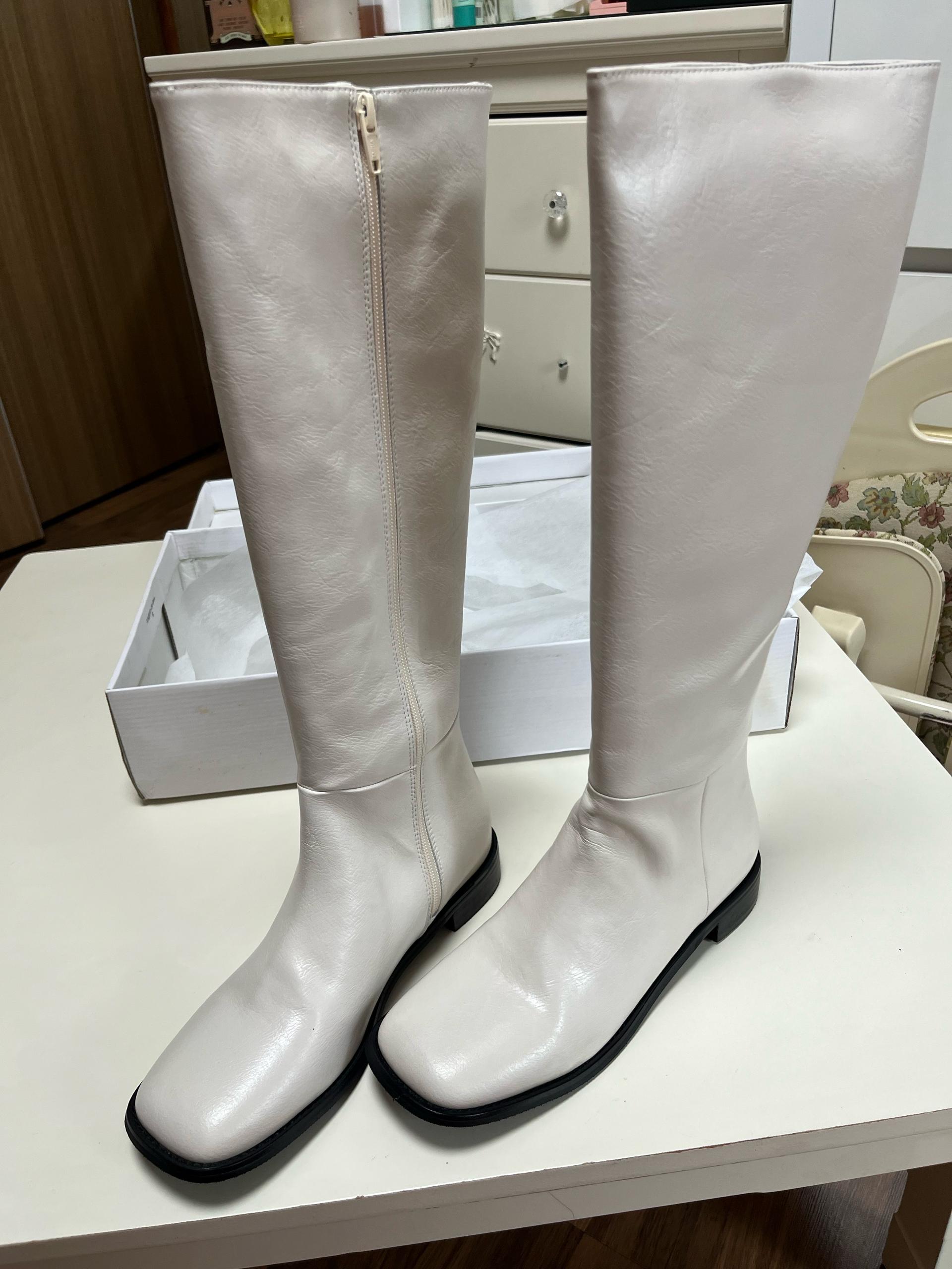 모노톡시 소가죽 크림 롱부츠 255 5