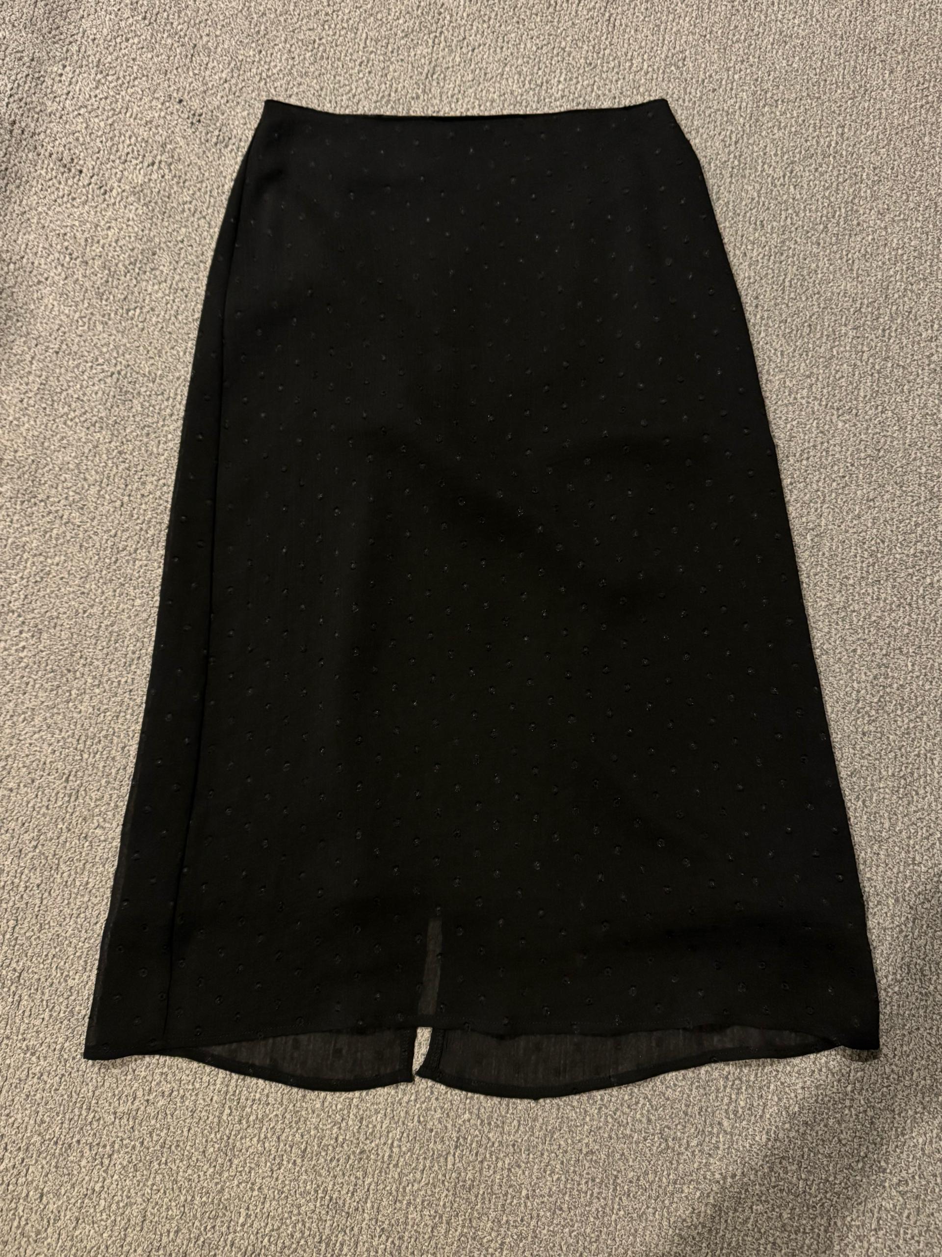 P3222 도트 시폰 스커트_Black 2