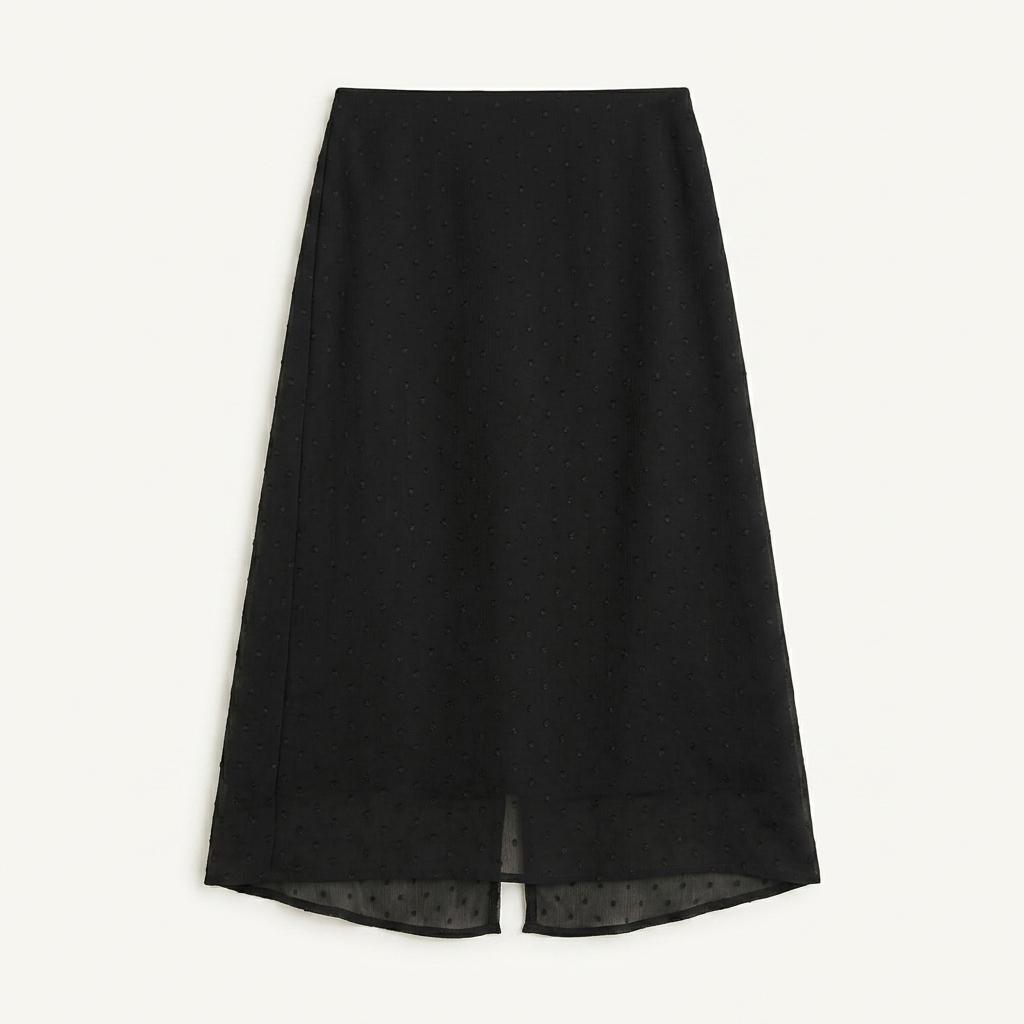 P3222 도트 시폰 스커트_Black 1
