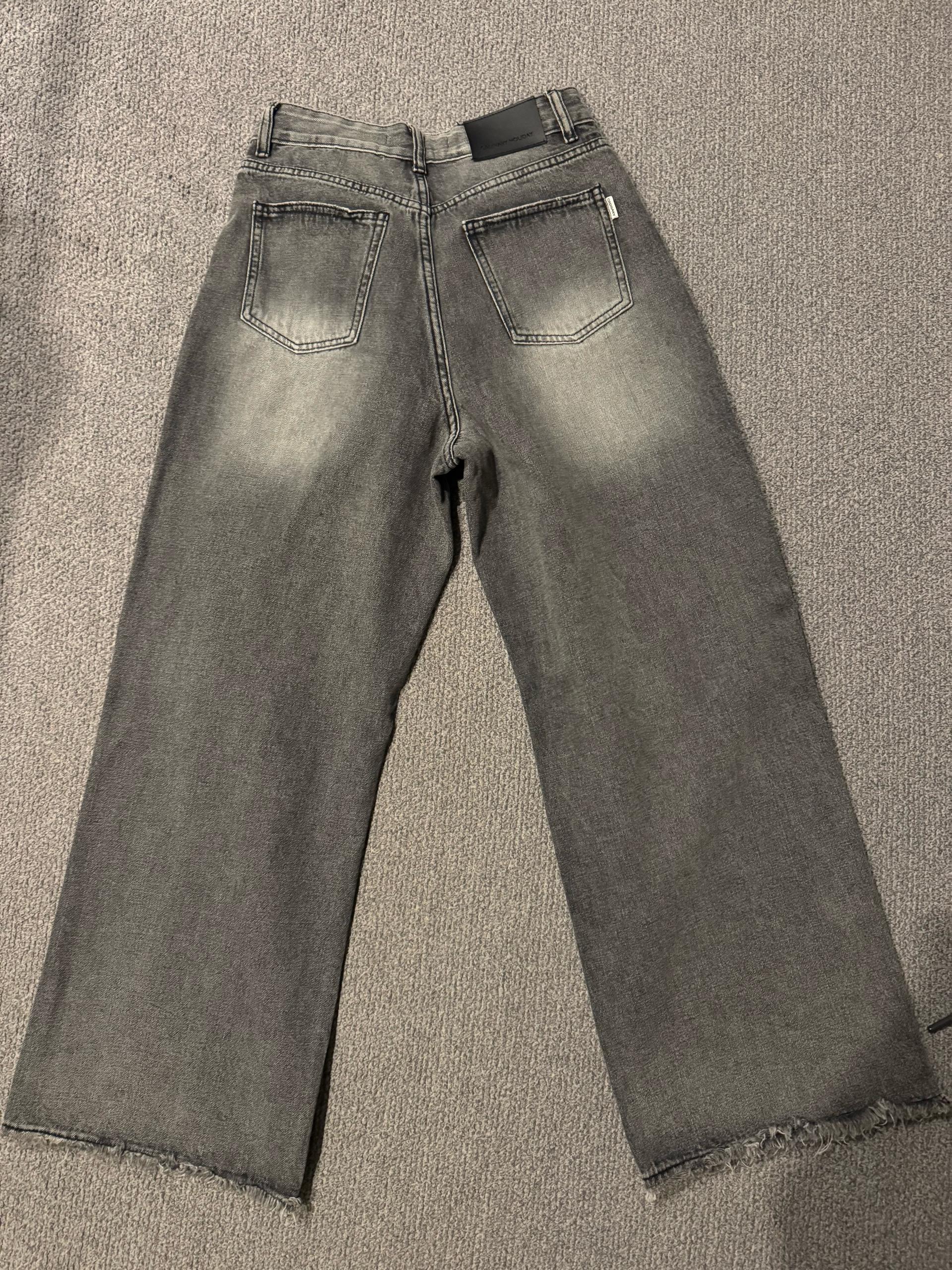 데미지 데님 와이드 팬츠 [GRAY] 3