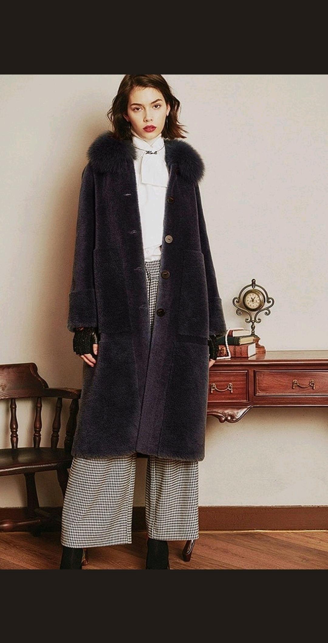 칼라거펠트 양모 여우털 롱코트 66 2