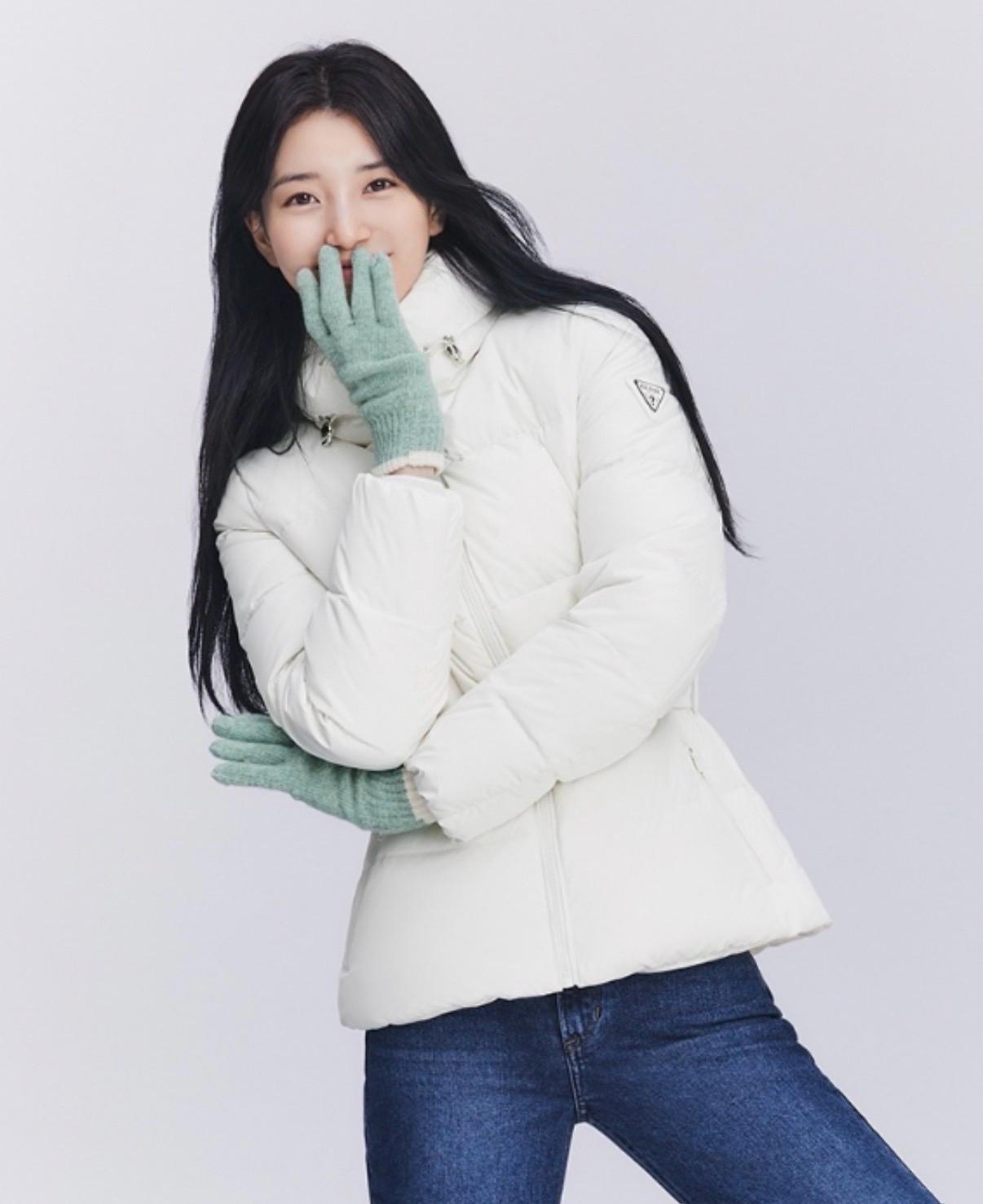 게스 벨트 숏패딩 화이트 2