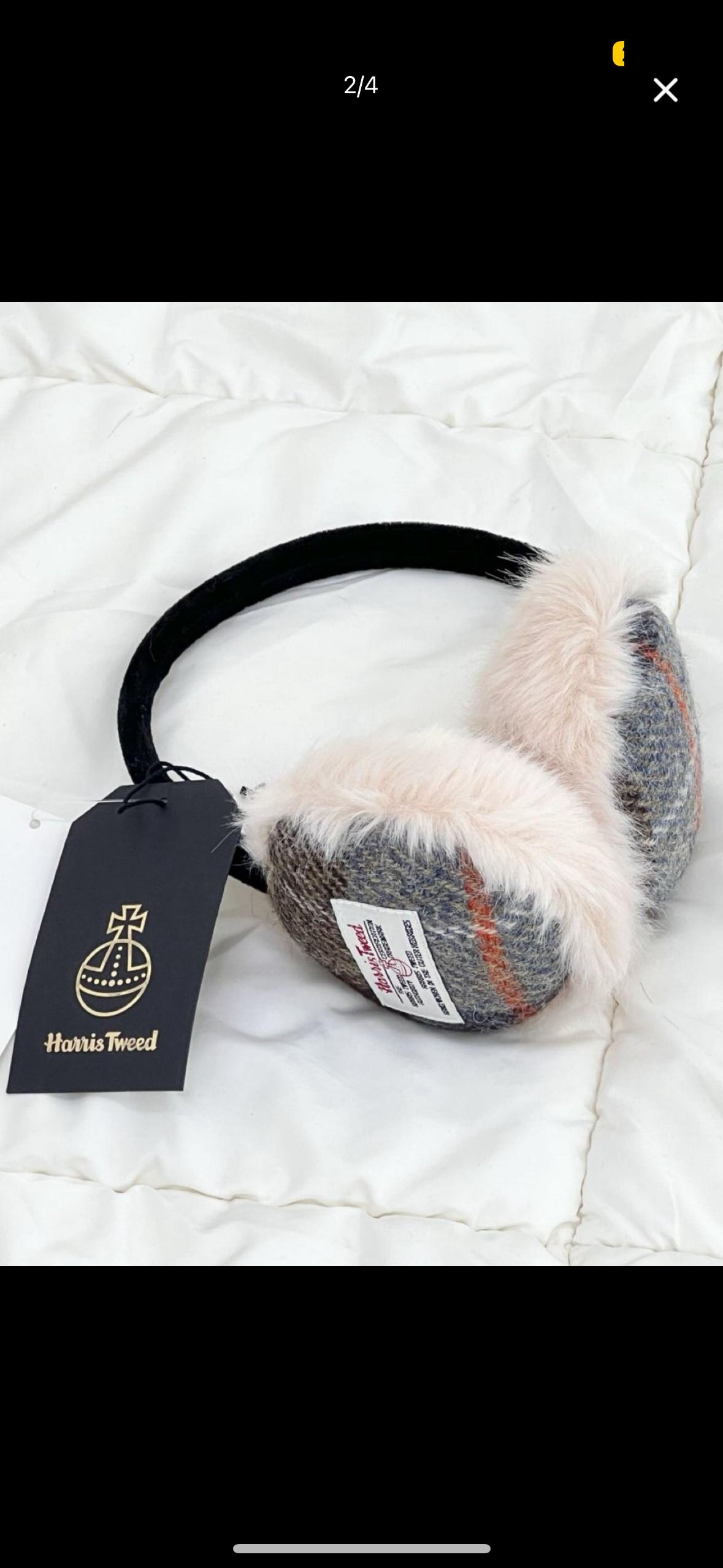 [새상품]  harris tweed / 해리스트위드 원단 귀마개 브라운 3