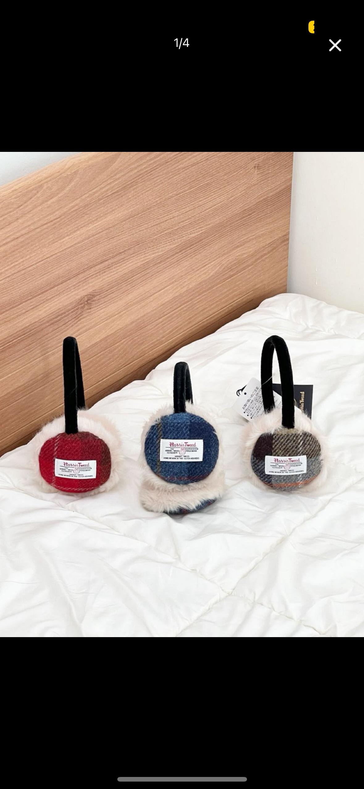 [새상품]  harris tweed / 해리스트위드 원단 귀마개 브라운 2