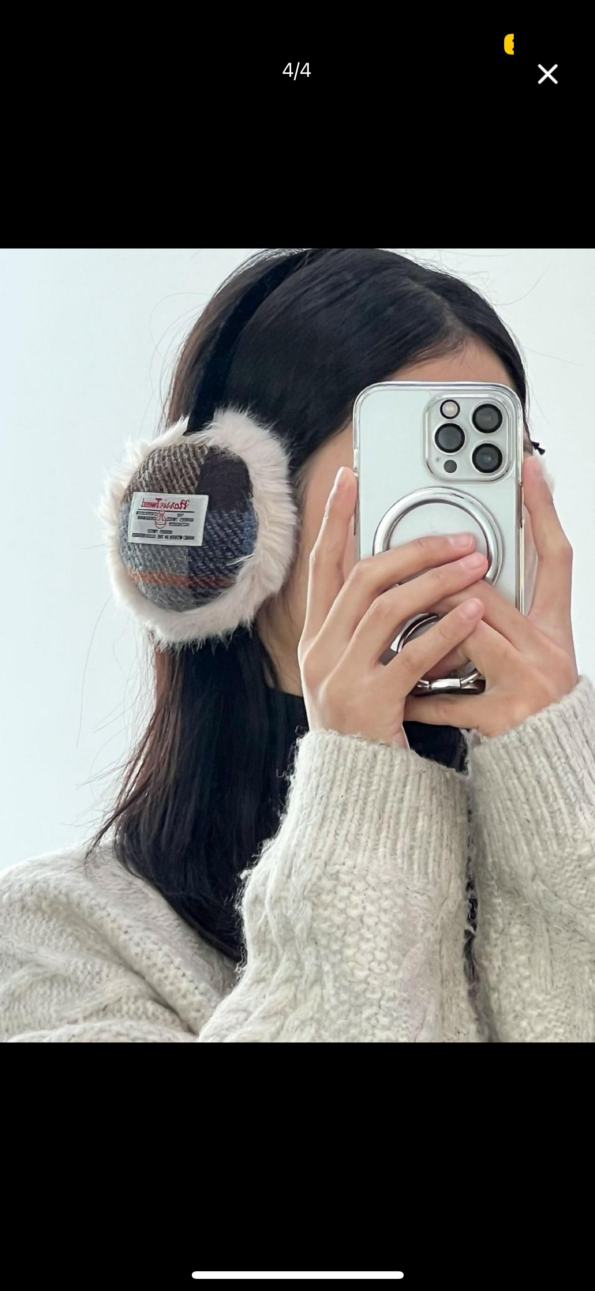 [새상품]  harris tweed / 해리스트위드 원단 귀마개 브라운 5