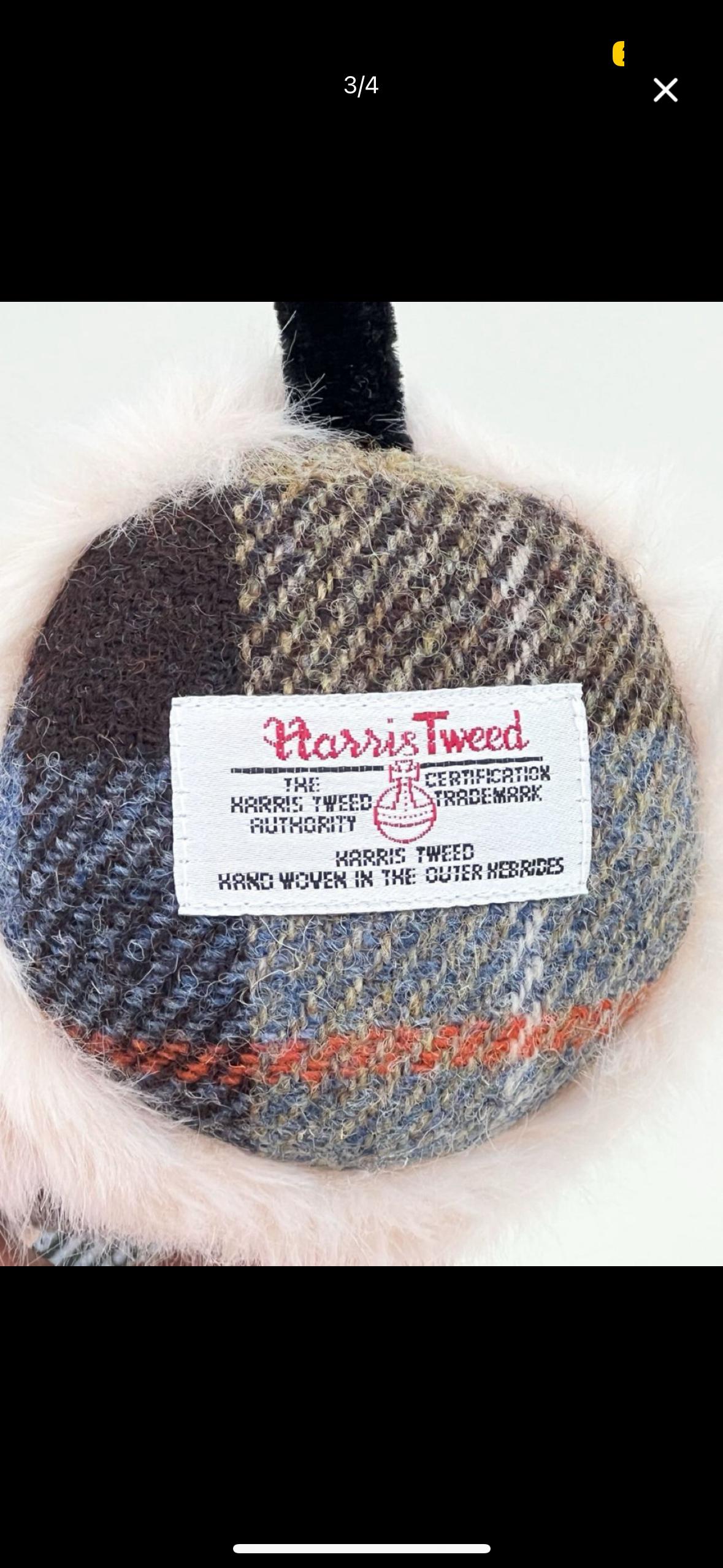 [새상품]  harris tweed / 해리스트위드 원단 귀마개 브라운 4
