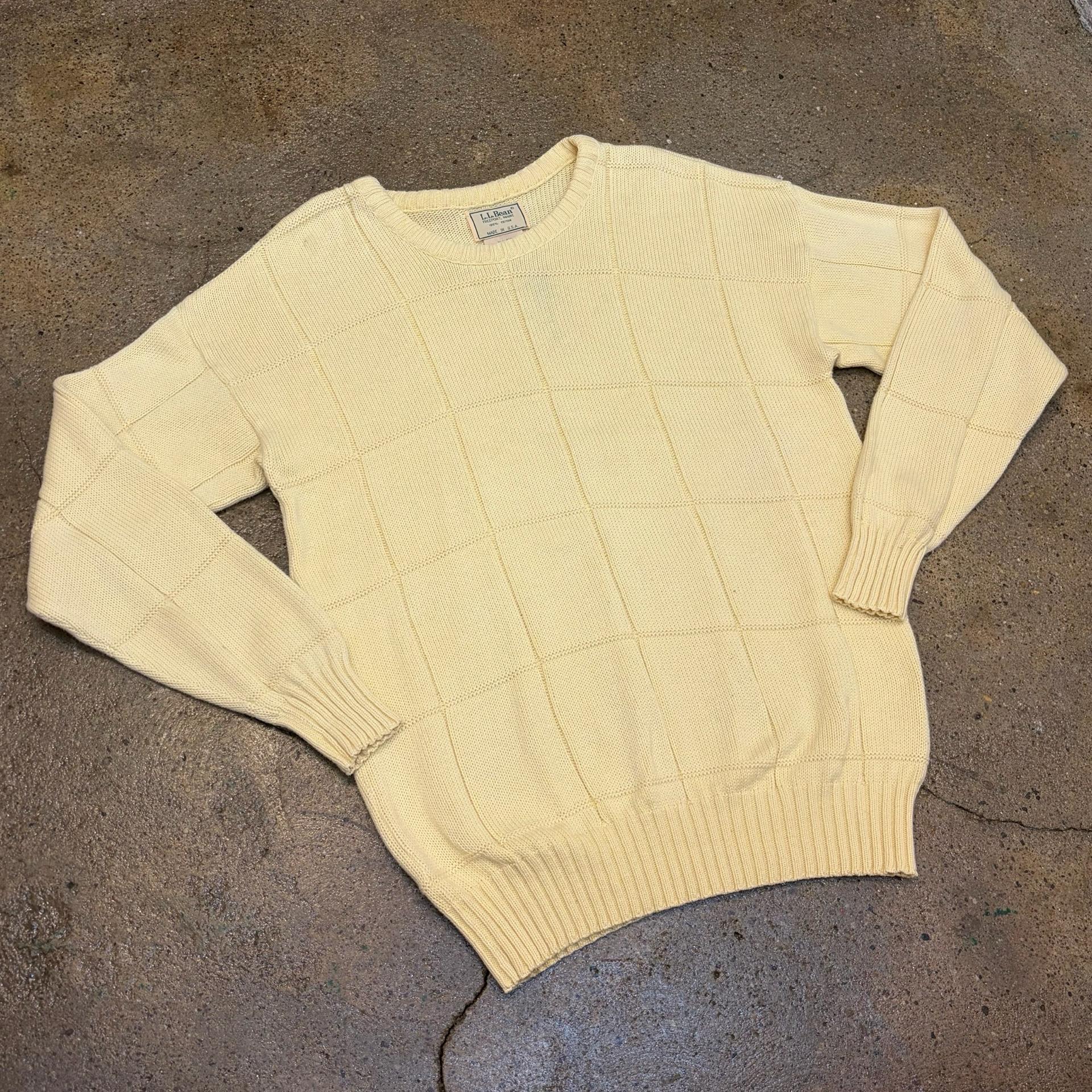 90s Made in USA 빈티지 엘엘빈 연노랑 코튼 니트 3