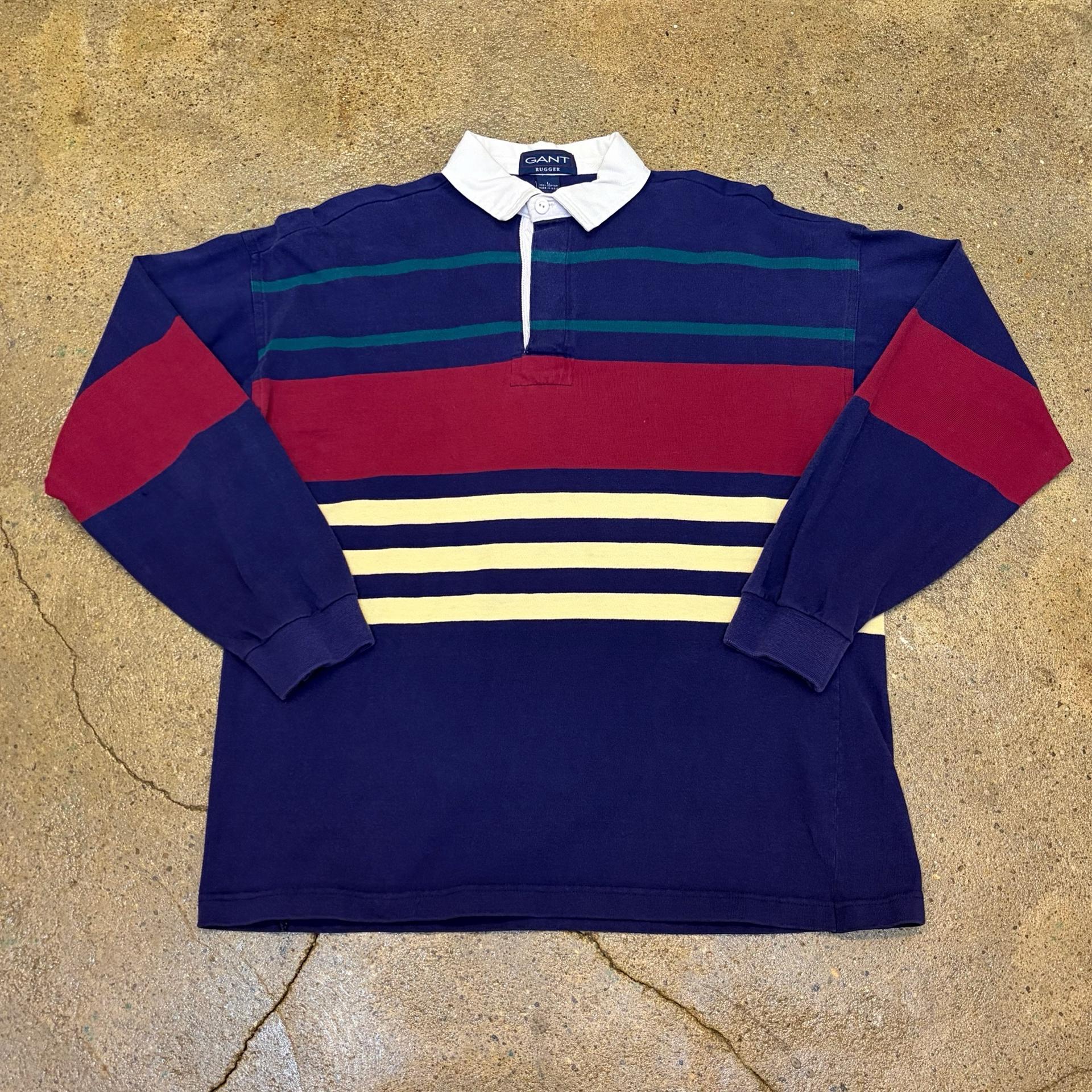 90s Made in USA 미국 빈티지 간트 스트라이프 럭비티 카라티 2