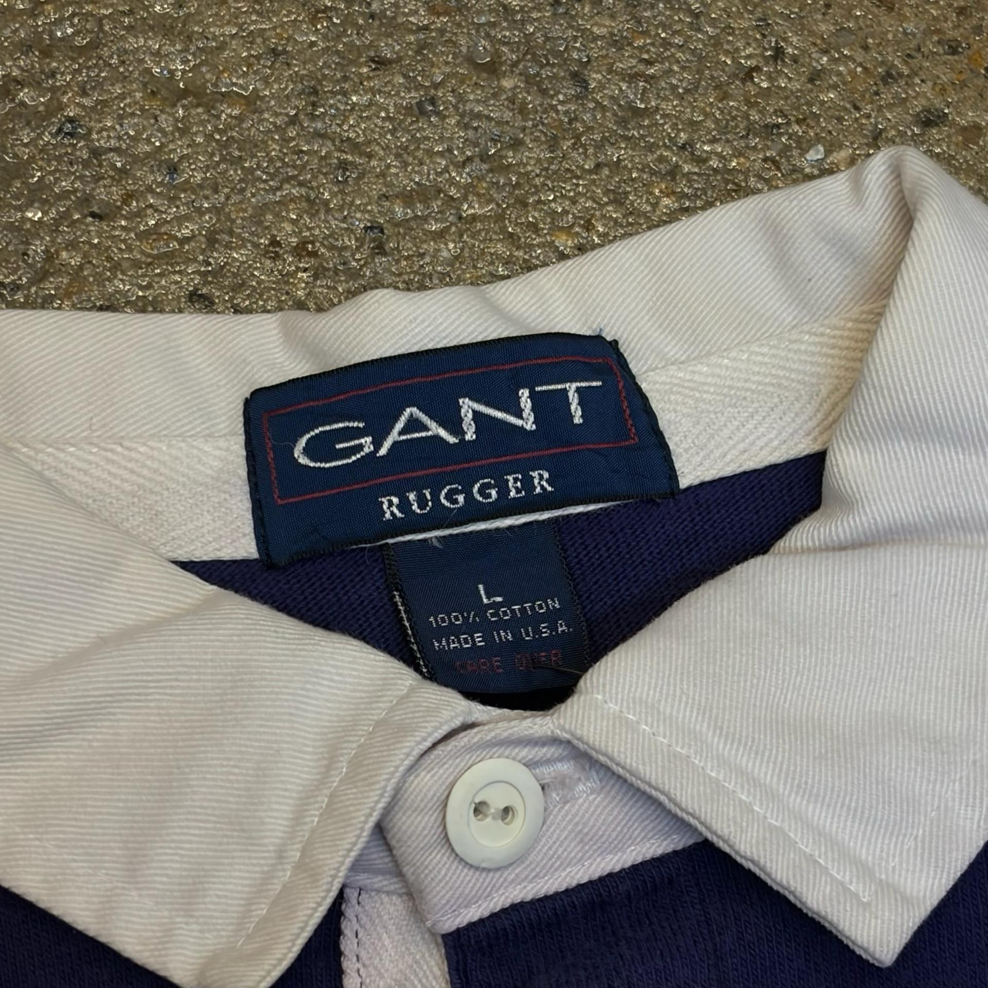 90s Made in USA 미국 빈티지 간트 스트라이프 럭비티 카라티 6