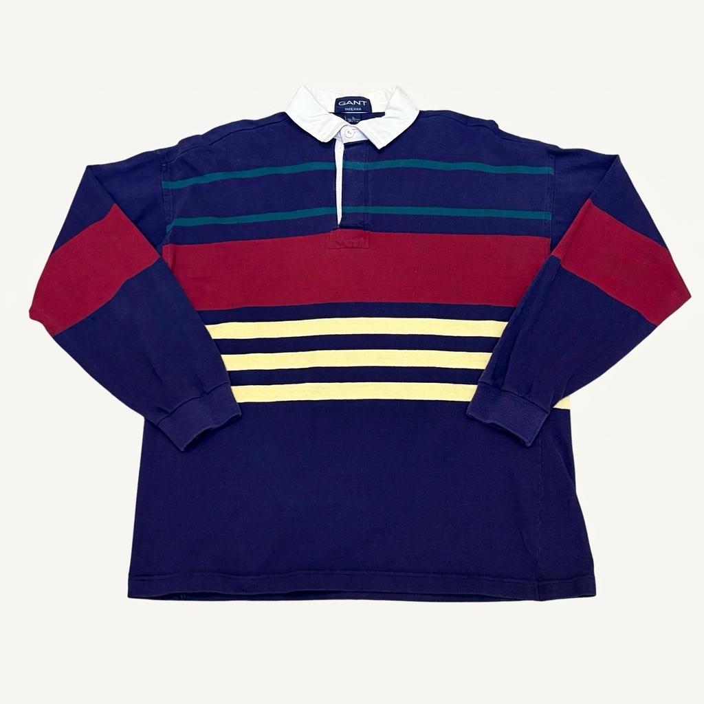 90s Made in USA 미국 빈티지 간트 스트라이프 럭비티 카라티 1