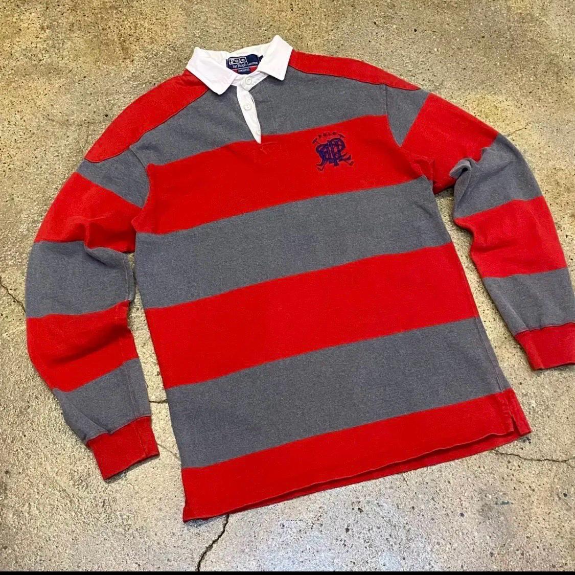 90s Made in USA 빈티지 폴로랄프로렌 헤비코튼 단가라 럭비티 3