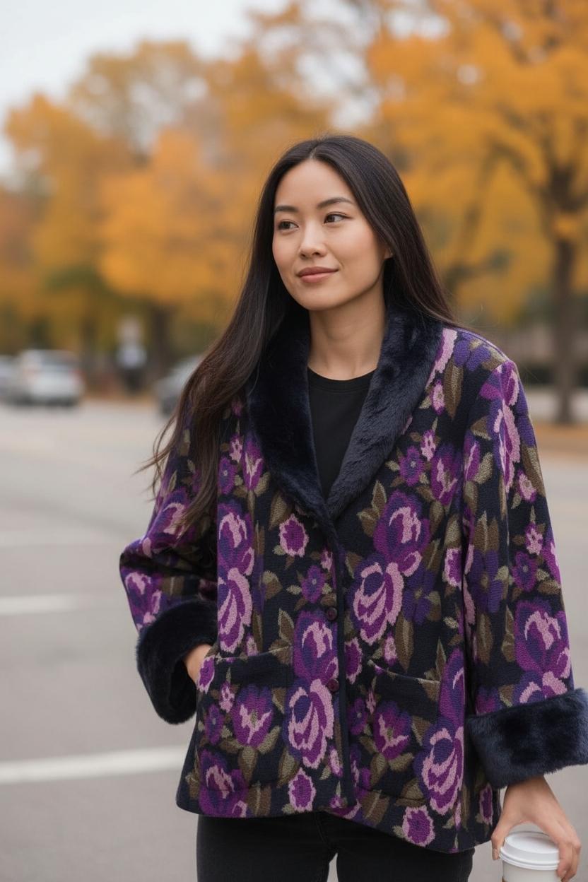  일빈 Jacquard 플라워 패턴 코트 2