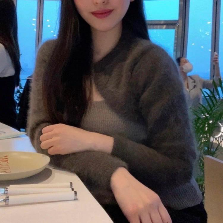 다이애그널 튜브탑 볼레로 브라운 컬러 3