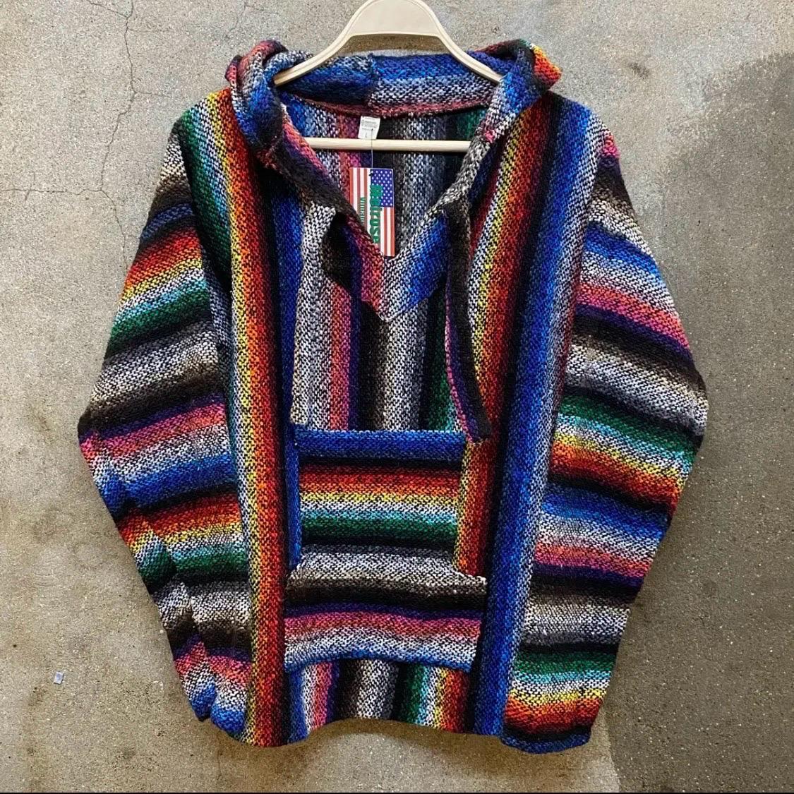 [20%세일] 차란입점할인) 90s 미국 빈티지 멕시코 레인보우 니트 후드티 서퍼 후드티  2
