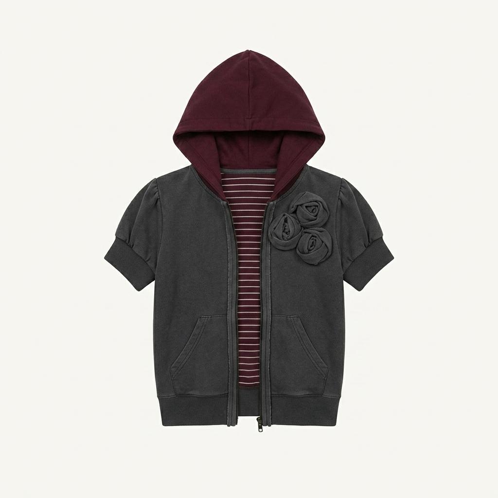스컬프터 Stripe Hoodie Tee 버건디 1