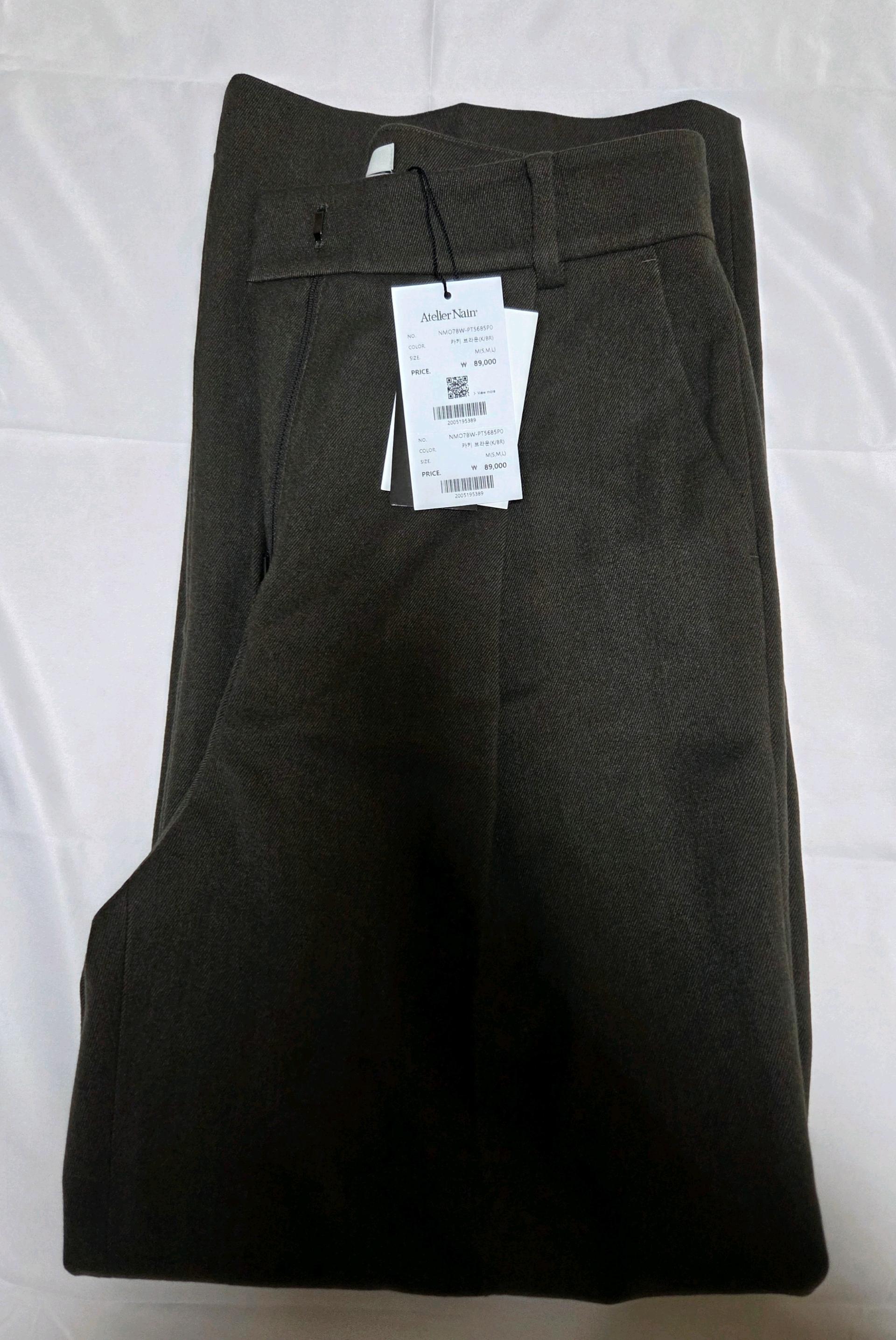 아틀리에 나인 - ESSENTIAL WINTER TUCK PANTS  카키 브라운 M 4