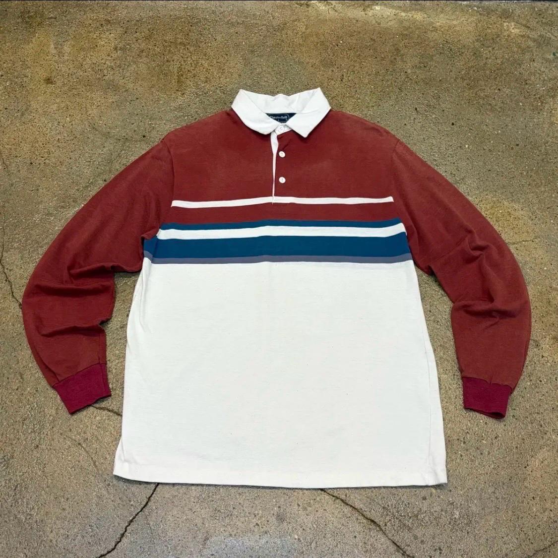 [20%세일] 90s Made in USA 빈티지 헤비코튼 스트라이프 배색 럭비티 2
