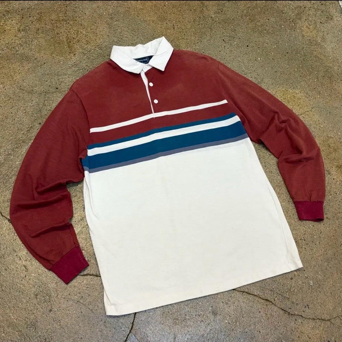 [20%세일] 90s Made in USA 빈티지 헤비코튼 스트라이프 배색 럭비티 3