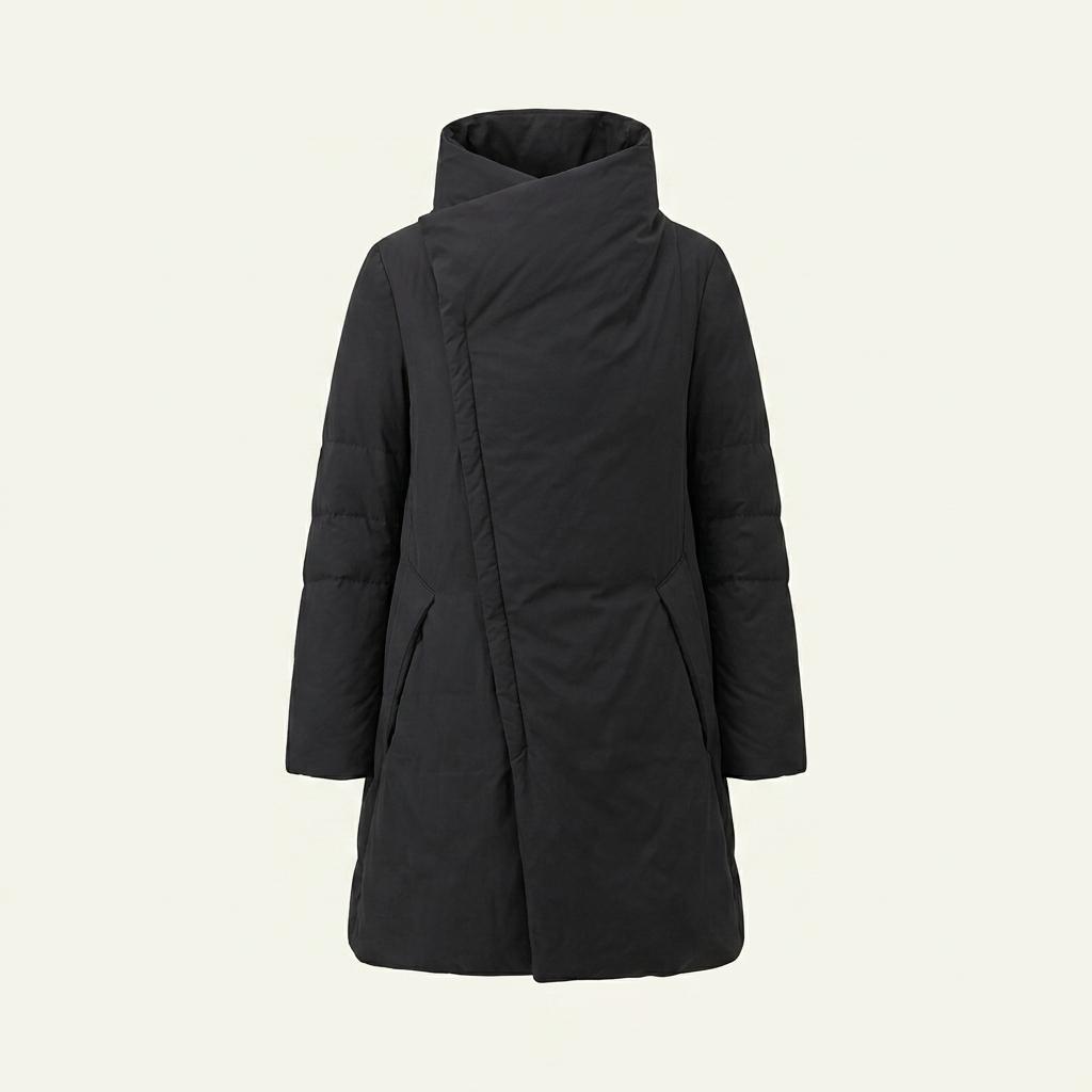 시스템 오리털 이중지퍼 터틀넥 모직 패딩 1