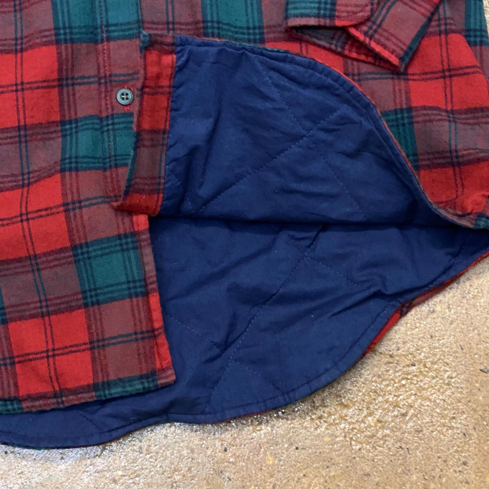 [20%세일] 레어 90s Made in USA 빈티지 엘엘빈 틴슐레이트 면패딩 체크셔츠 6