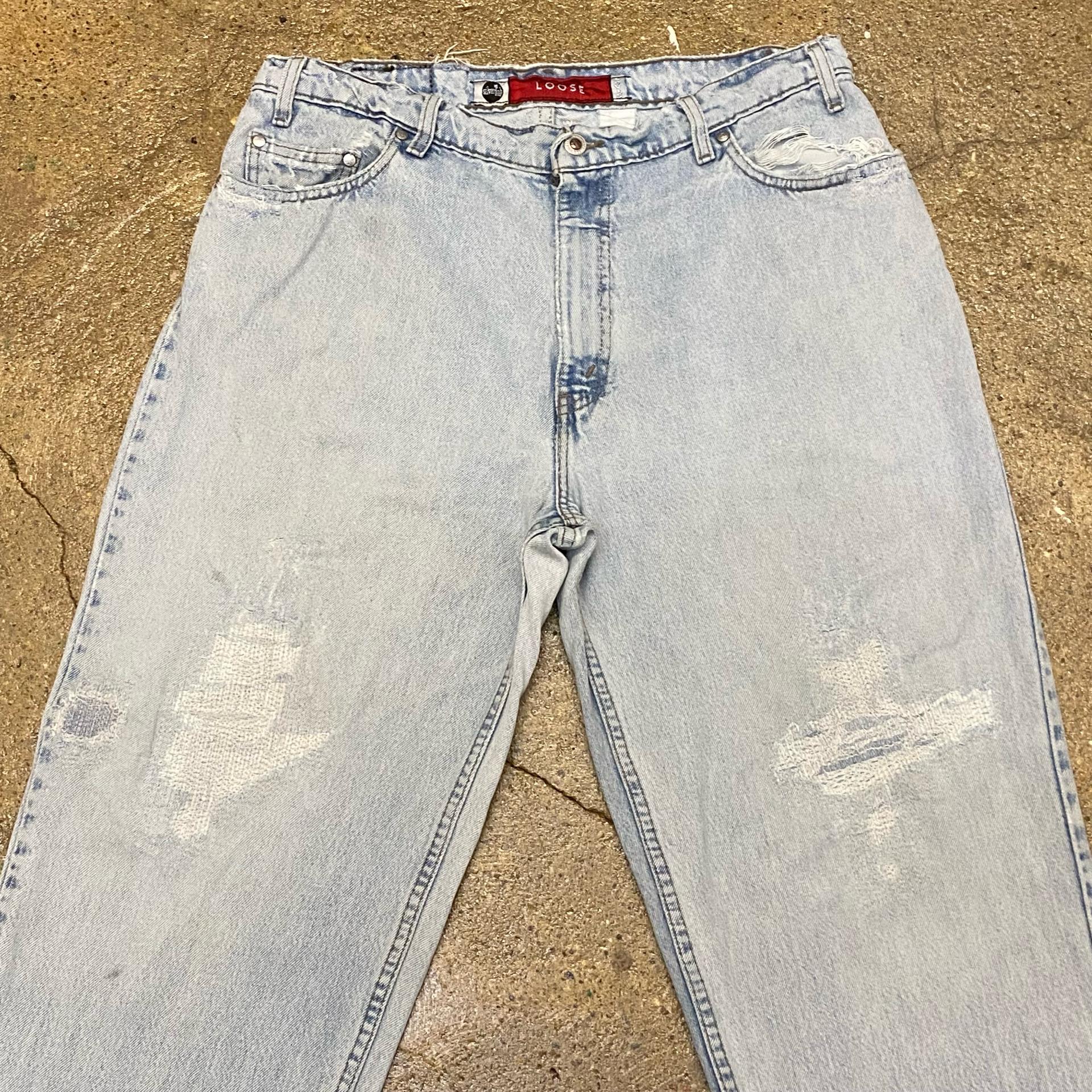 [20%세일] 90s Made in USA 미국빈티지 리바이스 실버탭 연청 루즈핏 팬츠 5