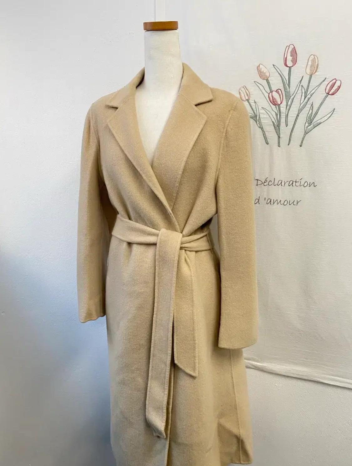 BCBG 오트밀 벨트 롱 코트 4