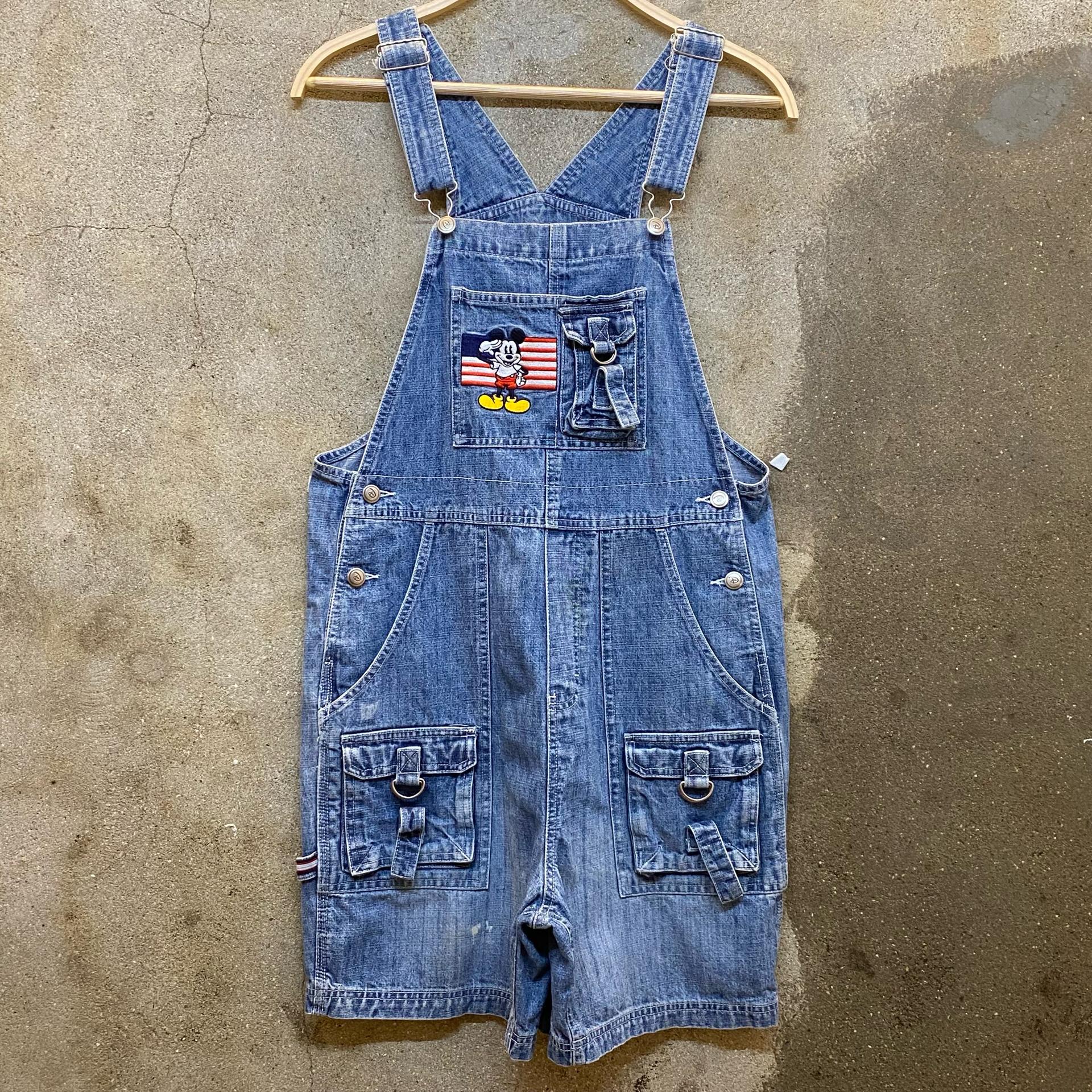 [20%세일] 00s USA 빈티지 디즈니 정품 미키마우스 데님 오버롤 반바지 2
