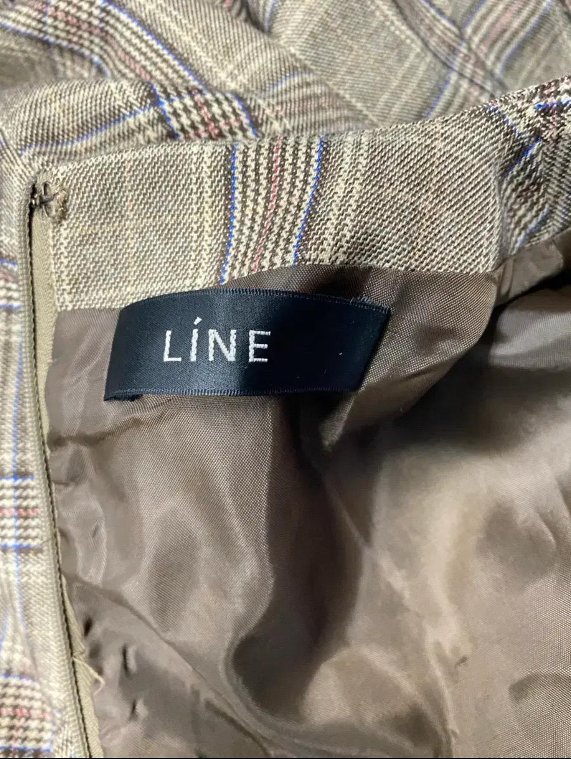 라인LINE 체크 플레어 롱원피스 브라운 7
