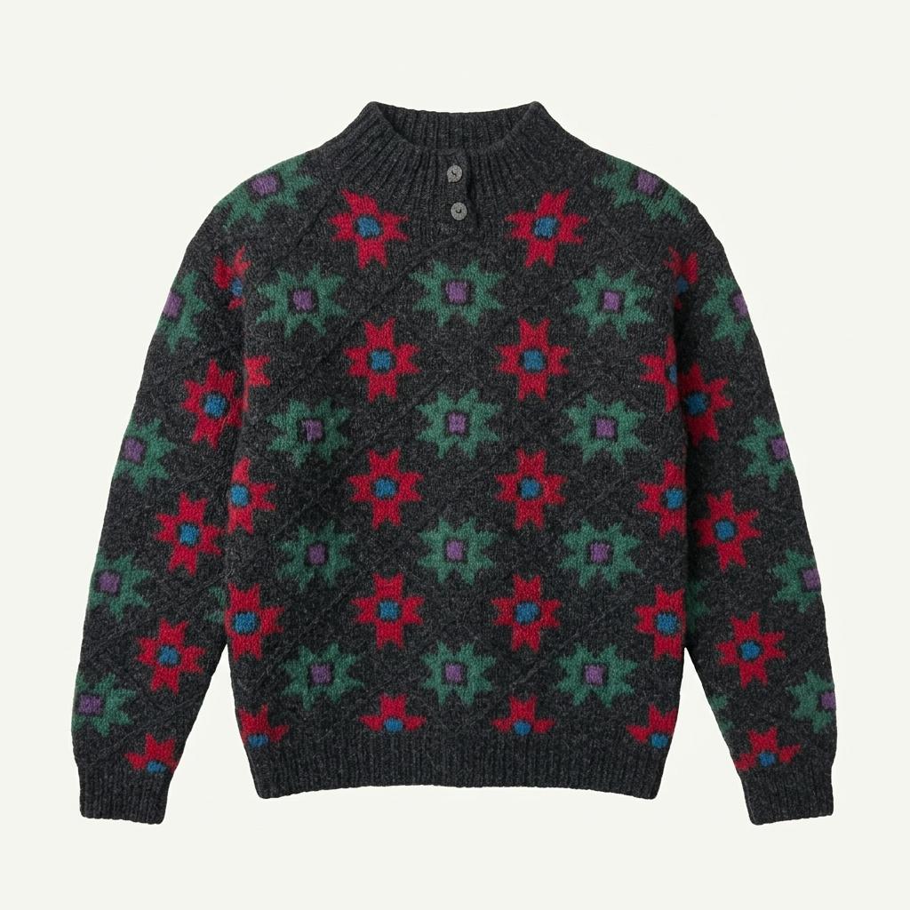 woolrich 플라워패턴 헤비 울 니트 1