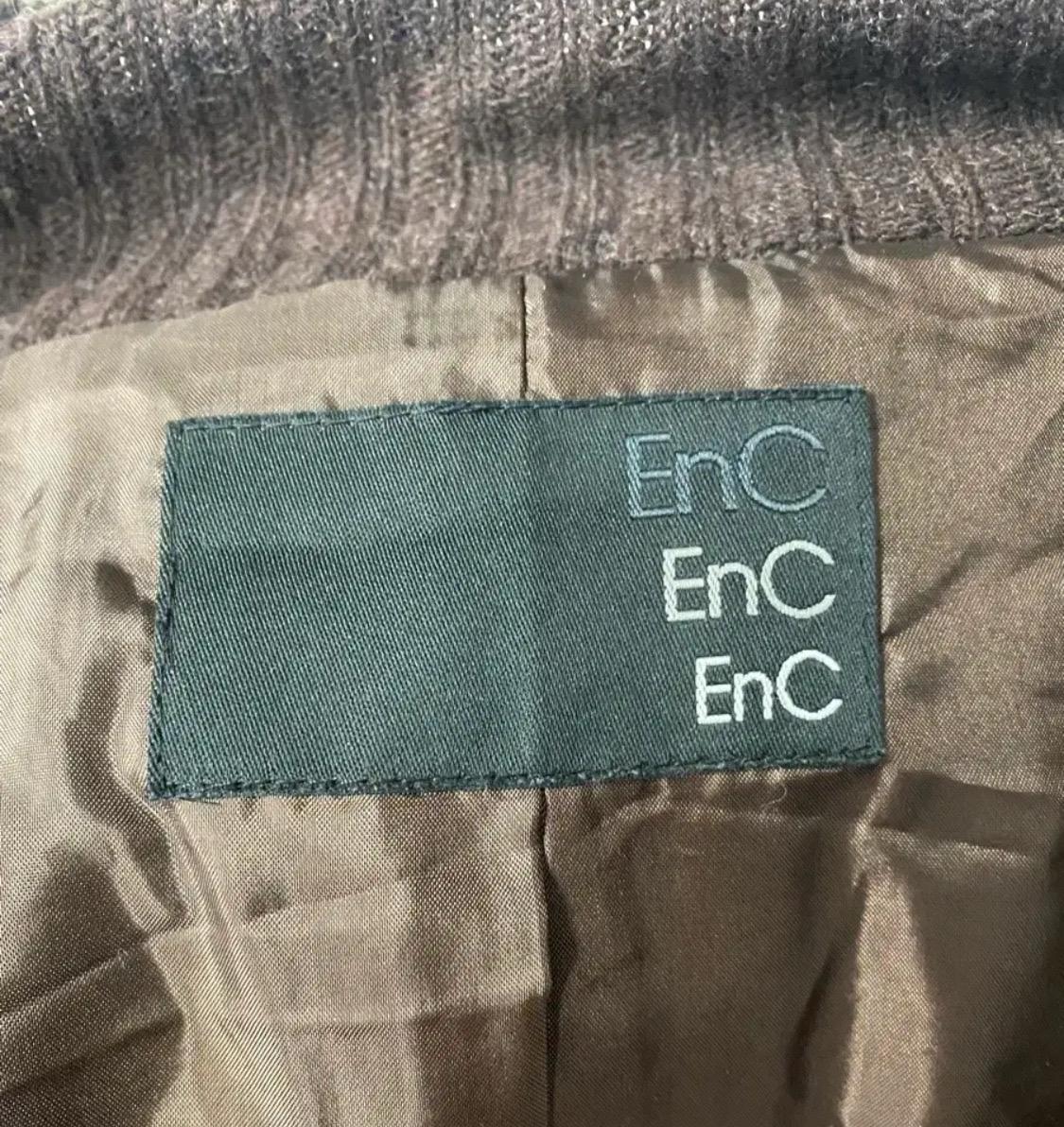 ENC 니트안감 배색 하운드투스 체크 울 후드 코트 8