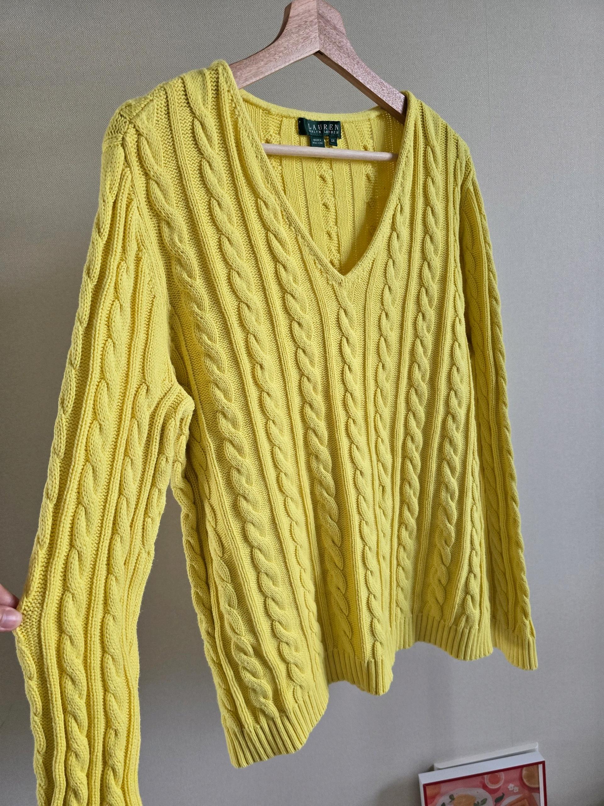 Lauren Ralph Lauren 코튼 케이블 브이넥니트 4