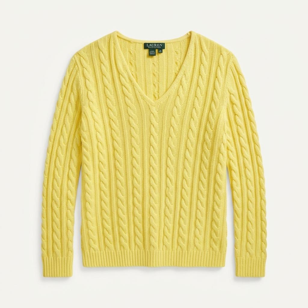 Lauren Ralph Lauren 코튼 케이블 브이넥니트 1