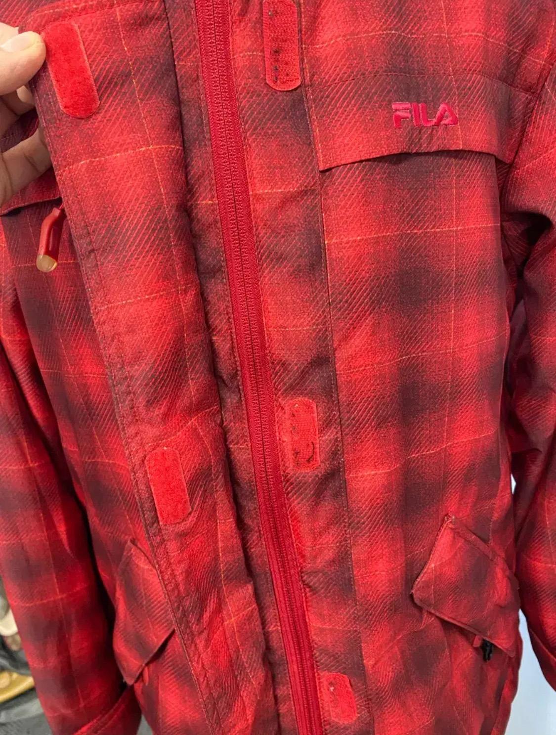 공용-휠라 FILA 레드 체크 후드 스키복 자켓 8