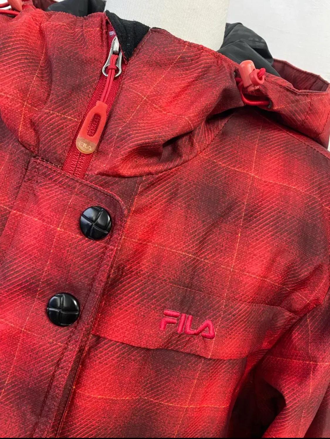 공용-휠라 FILA 레드 체크 후드 스키복 자켓 7