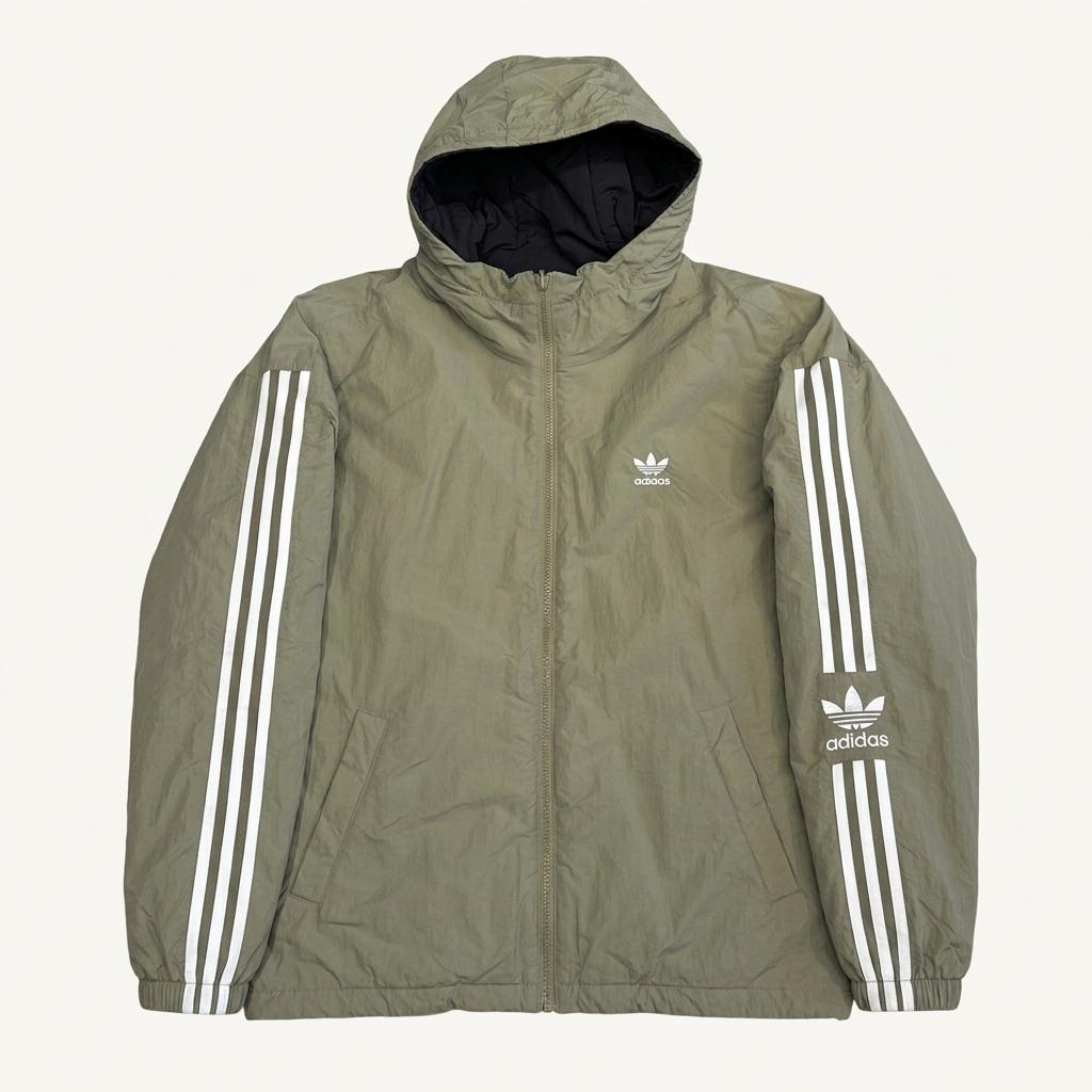 4XL 아디다스 삼선라인 리버서블 올리브 패딩 1