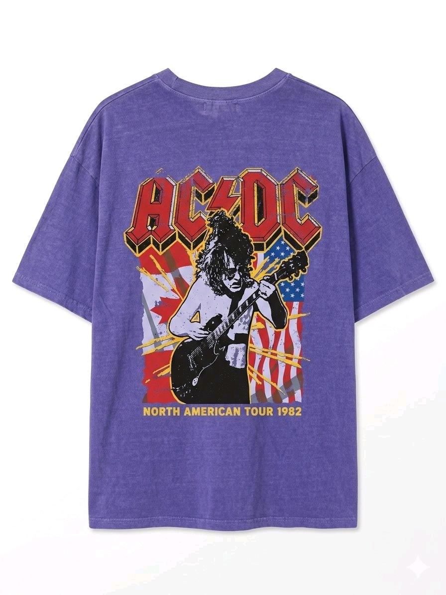 ACDC 투어 다잉 오버핏 반팔티셔츠 레터링 프린팅 락티셔츠 스트릿패션 2