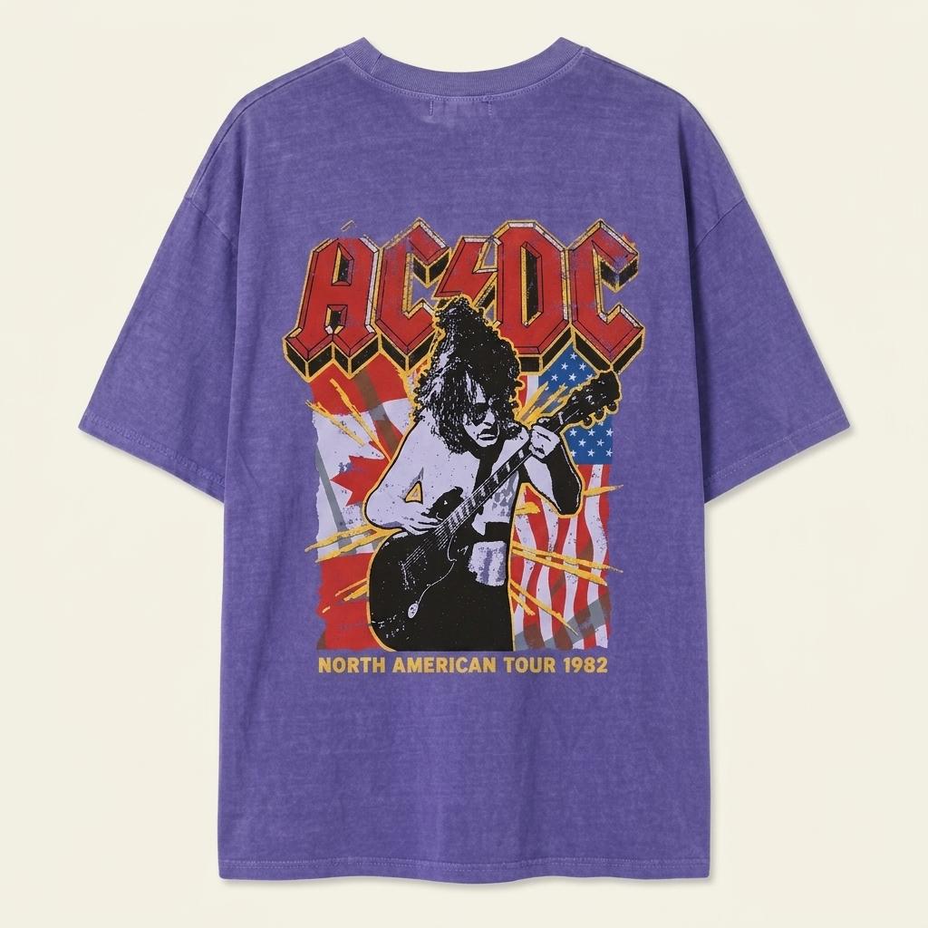 ACDC 투어 다잉 오버핏 반팔티셔츠 레터링 프린팅 락티셔츠 스트릿패션 1