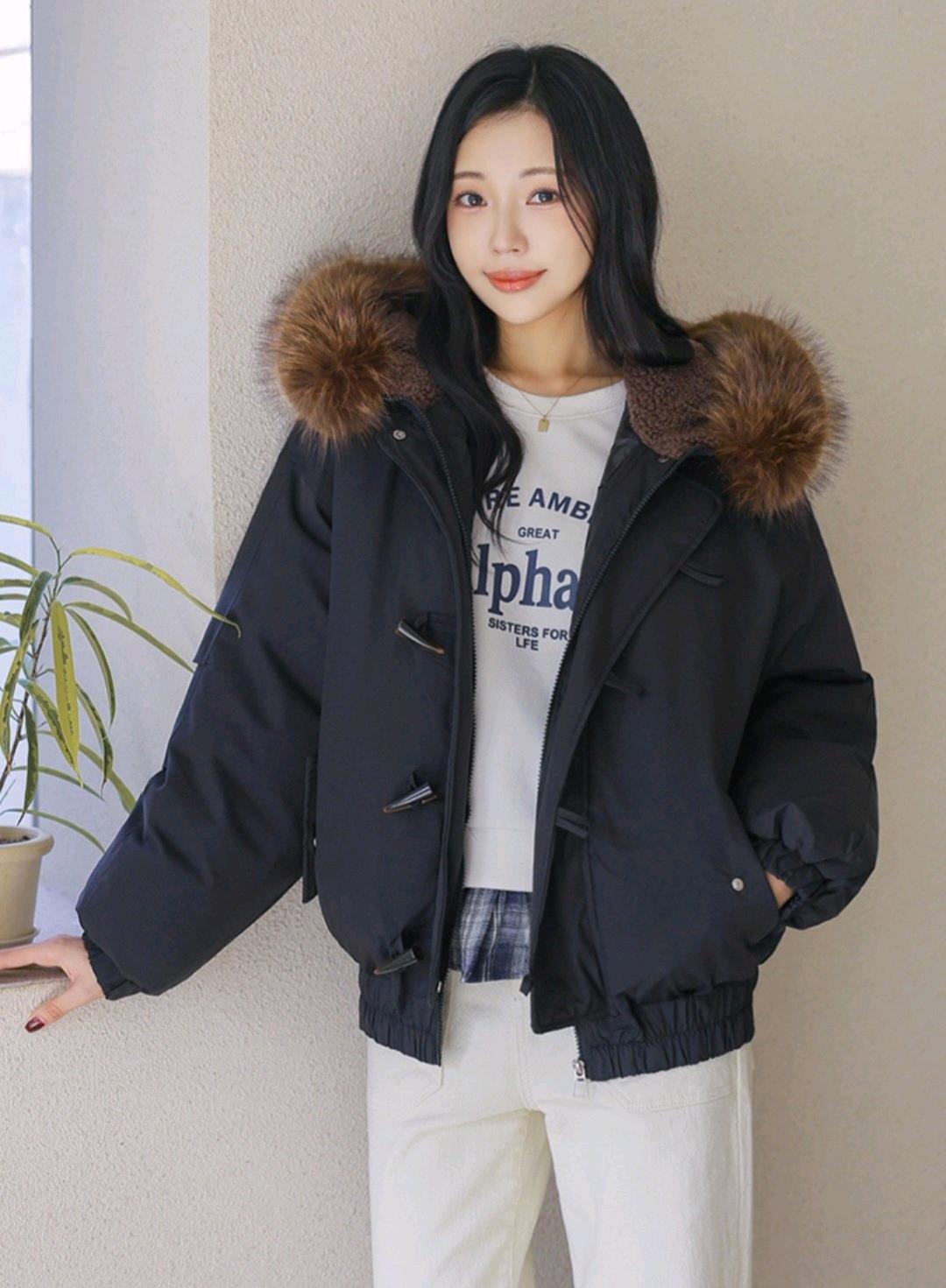 [새상품] 퍼 후드 떡볶이 패딩 점퍼(퍼 탈착 가능) 3