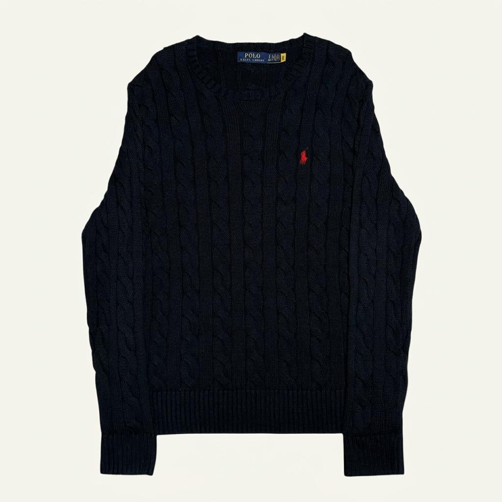 Polo Ralph Lauren 코튼 케이블 라운드넥 네이비 니트 1