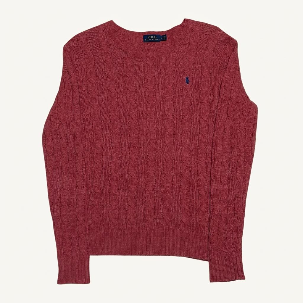 Polo Ralph Lauren 90% 메리노울 10% 캐시미어 딥핑크 케이블 니트 1