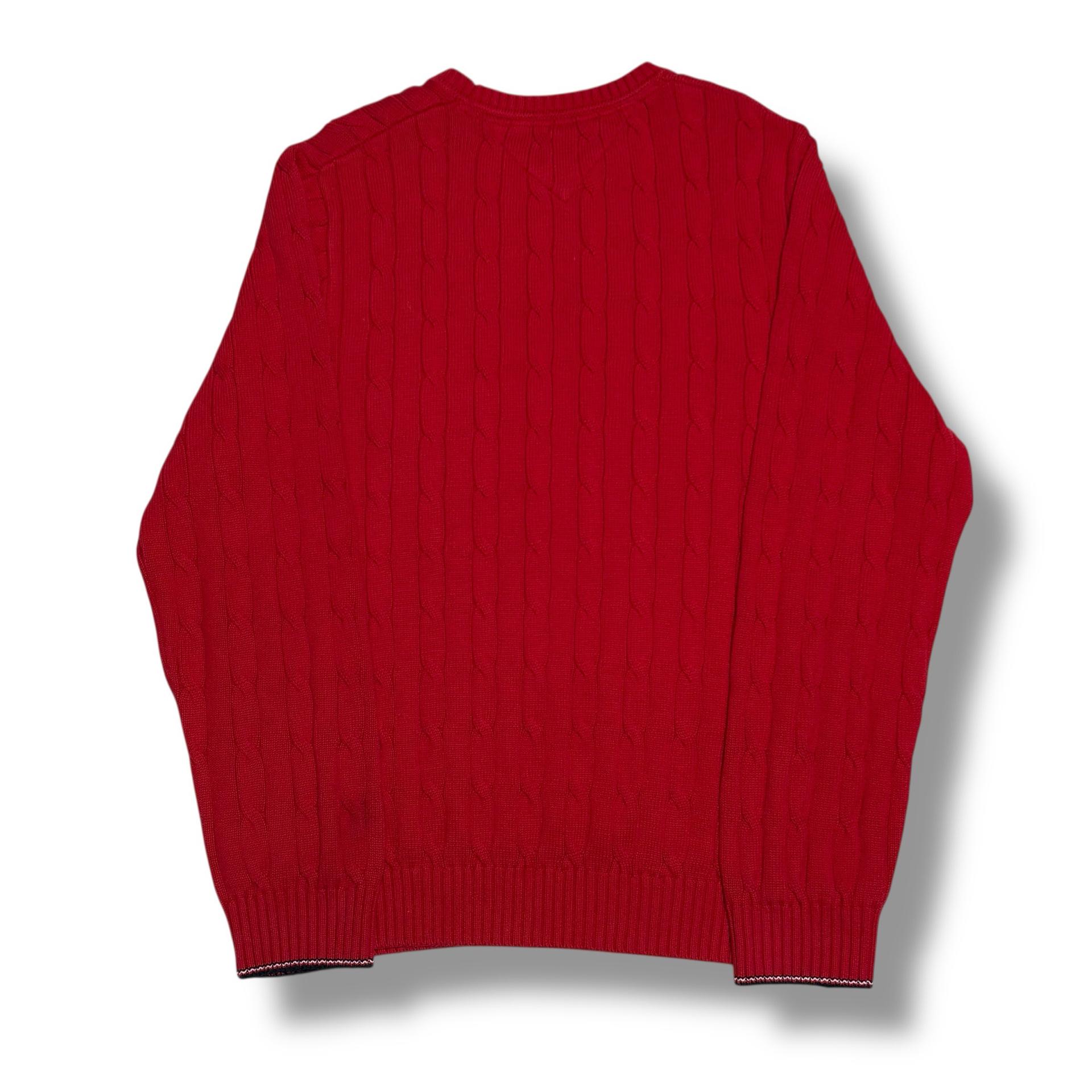 Tommy Hilfiger 코튼 케이블 라운드넥 레드 니트 3