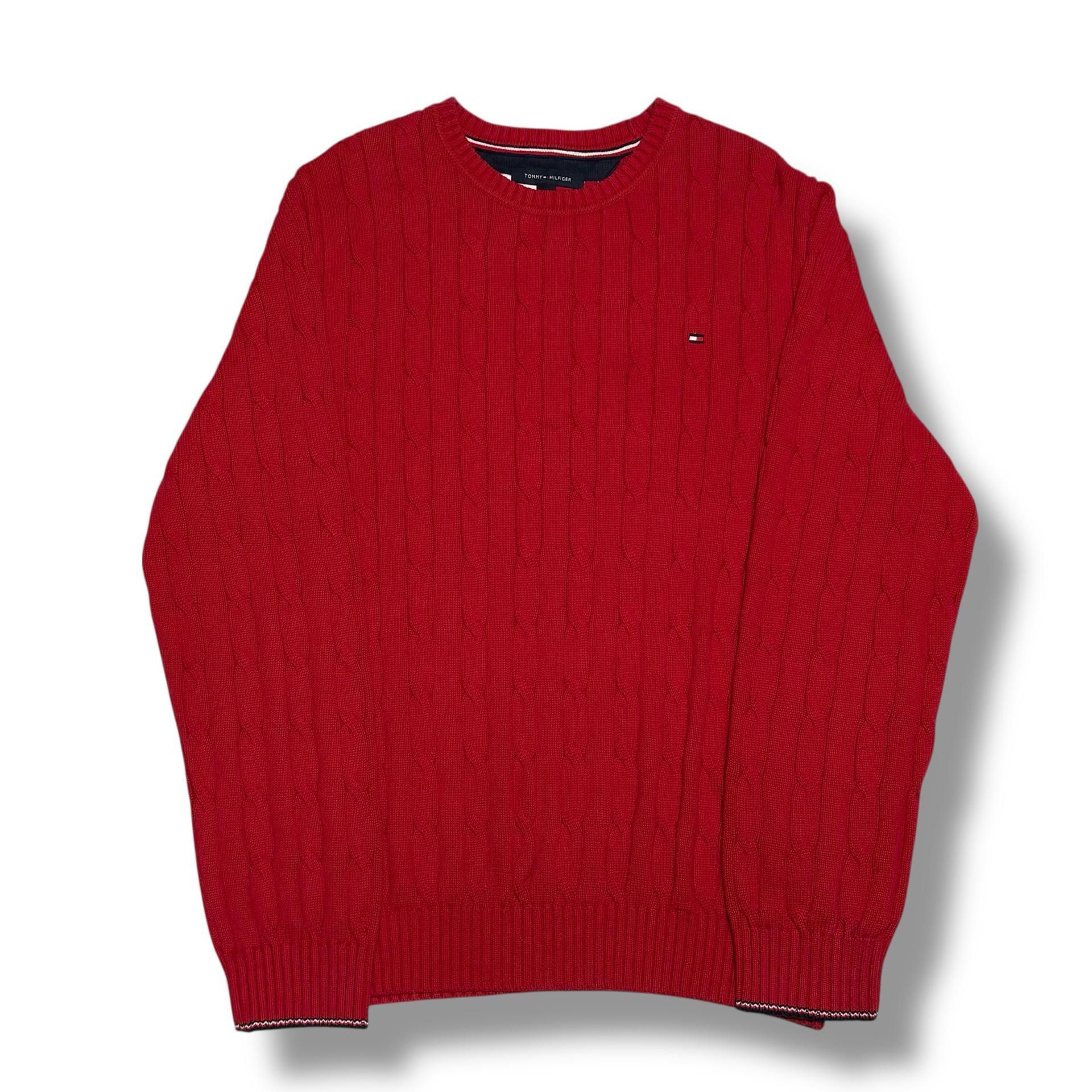 Tommy Hilfiger 코튼 케이블 라운드넥 레드 니트 2