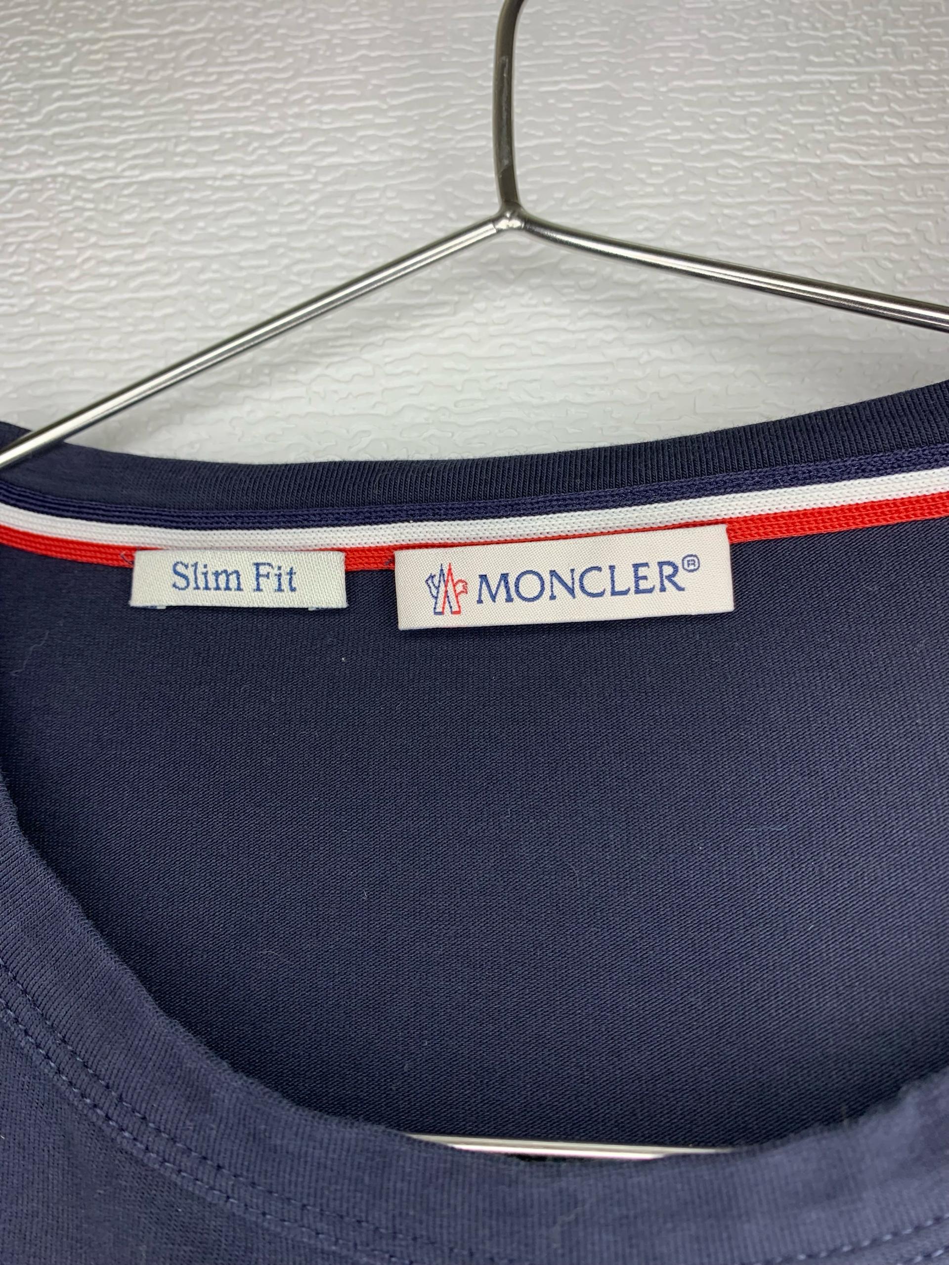 (Moncler) 몽클레어 삼색 반팔 슬림핏 티셔츠 (네이비 색상)(m) 4
