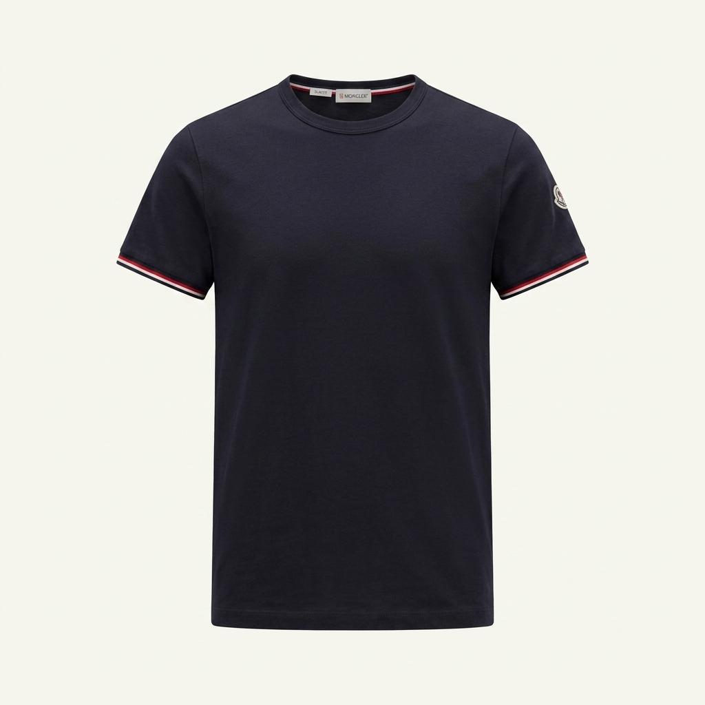 (Moncler) 몽클레어 삼색 반팔 슬림핏 티셔츠 (네이비 색상)(m) 1