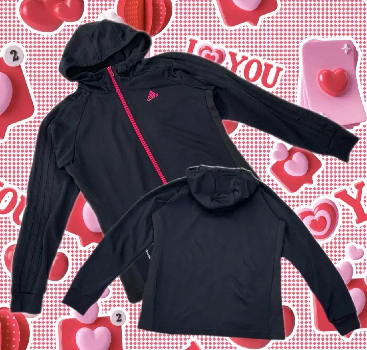 일본 아디다스 Y2K 러닝 트레이닝 져지 블랙 핑크라인  후드집업 2