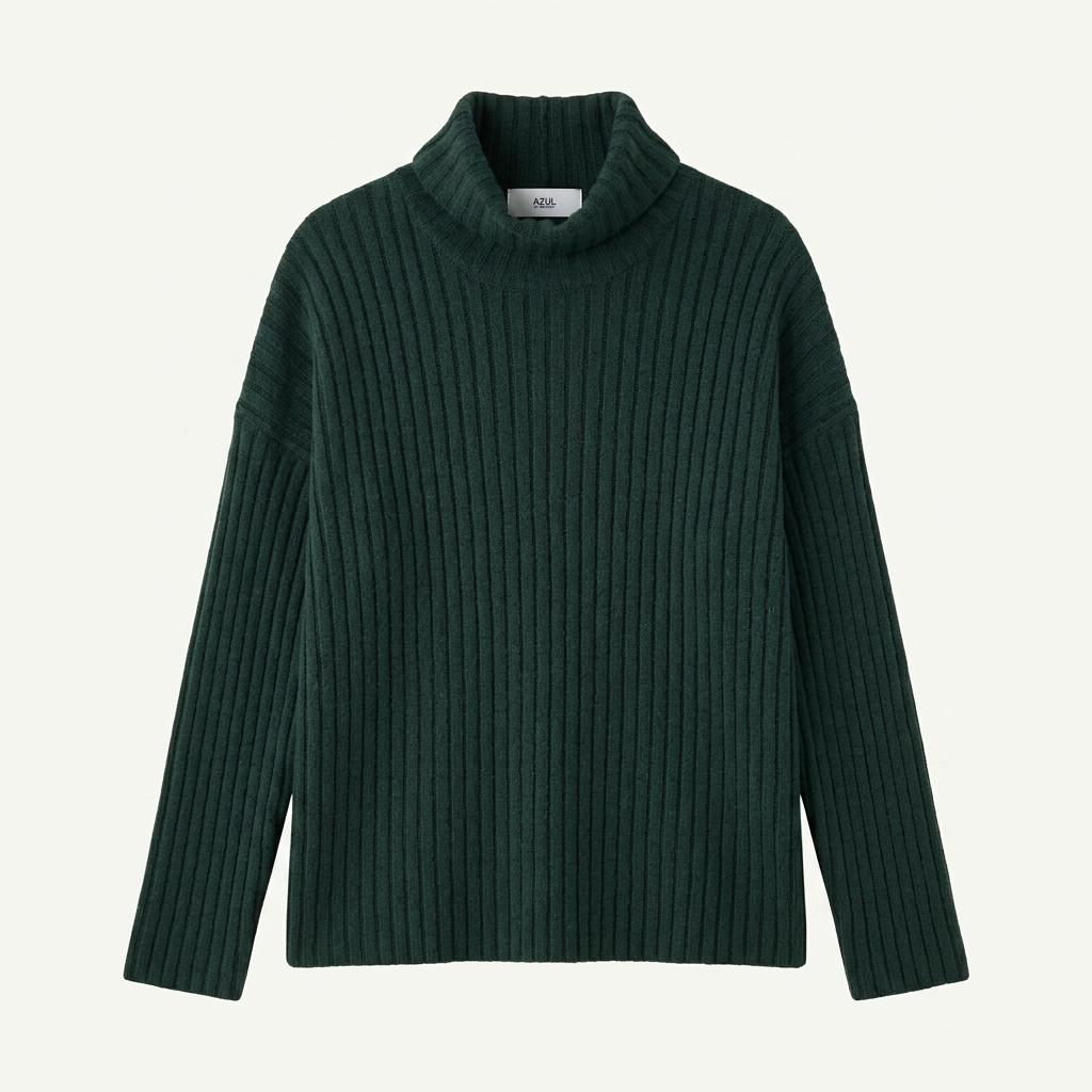 AZUL by MOUSSY 진녹색 터틀넥 루즈 니트 1