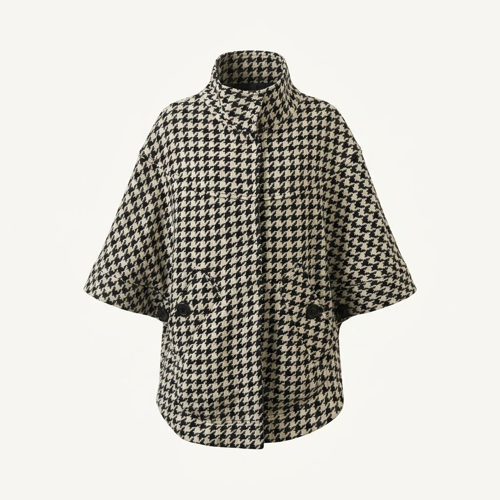 하운드투스 체크 판초 케이프코트 1