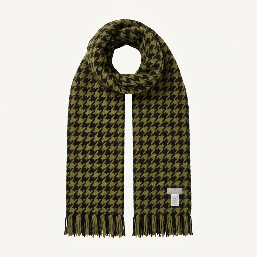 [마가렛호웰] 올리브그린 블랙 houndstooth 울머플러  1