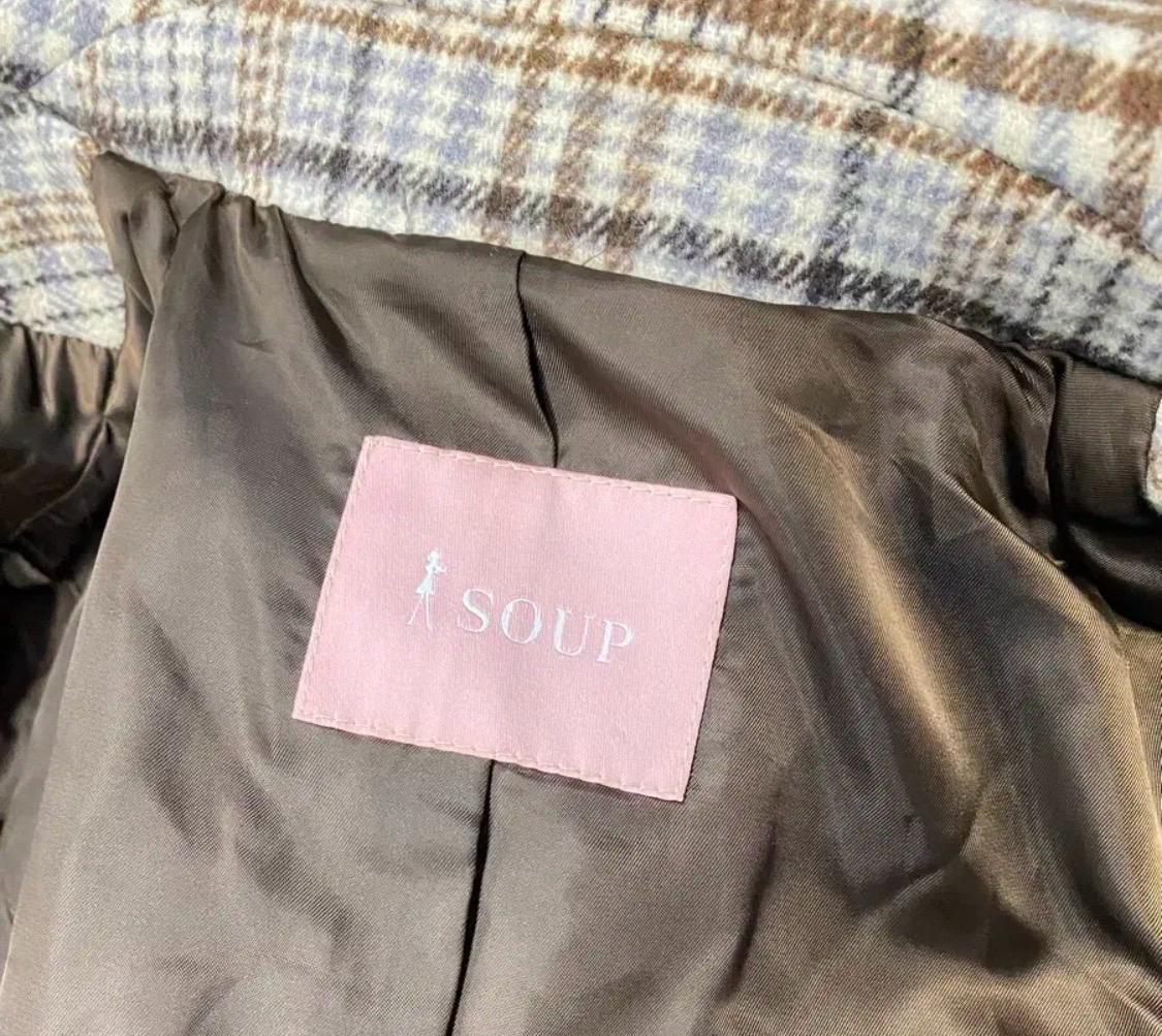 실내1회착용-SOUP 숲 체크 패턴 더블 코트 8